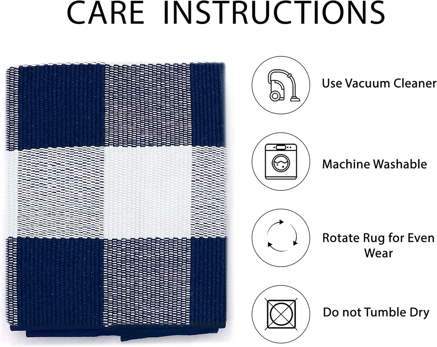 IOHOUZE Buffalo Plaid Checkered Rug 3x5 Ft Front Door Mats, Washable Area Rugs for Front Porch Decor, Spring Summer Welcome Mats Outdoor, Navy White Rug for Farmhouse/Entryway/Home Entrance