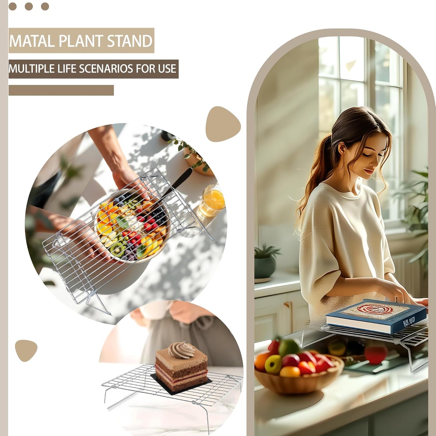 Sprouts Growing Rack 2-Tier 14 inch Shelf, Metal Foldable Plant Stand for Sprouting Tray Indoor, Seed Starting Tray Plant Shelf, Silver Rack for Kitchen Table Top Space Saving