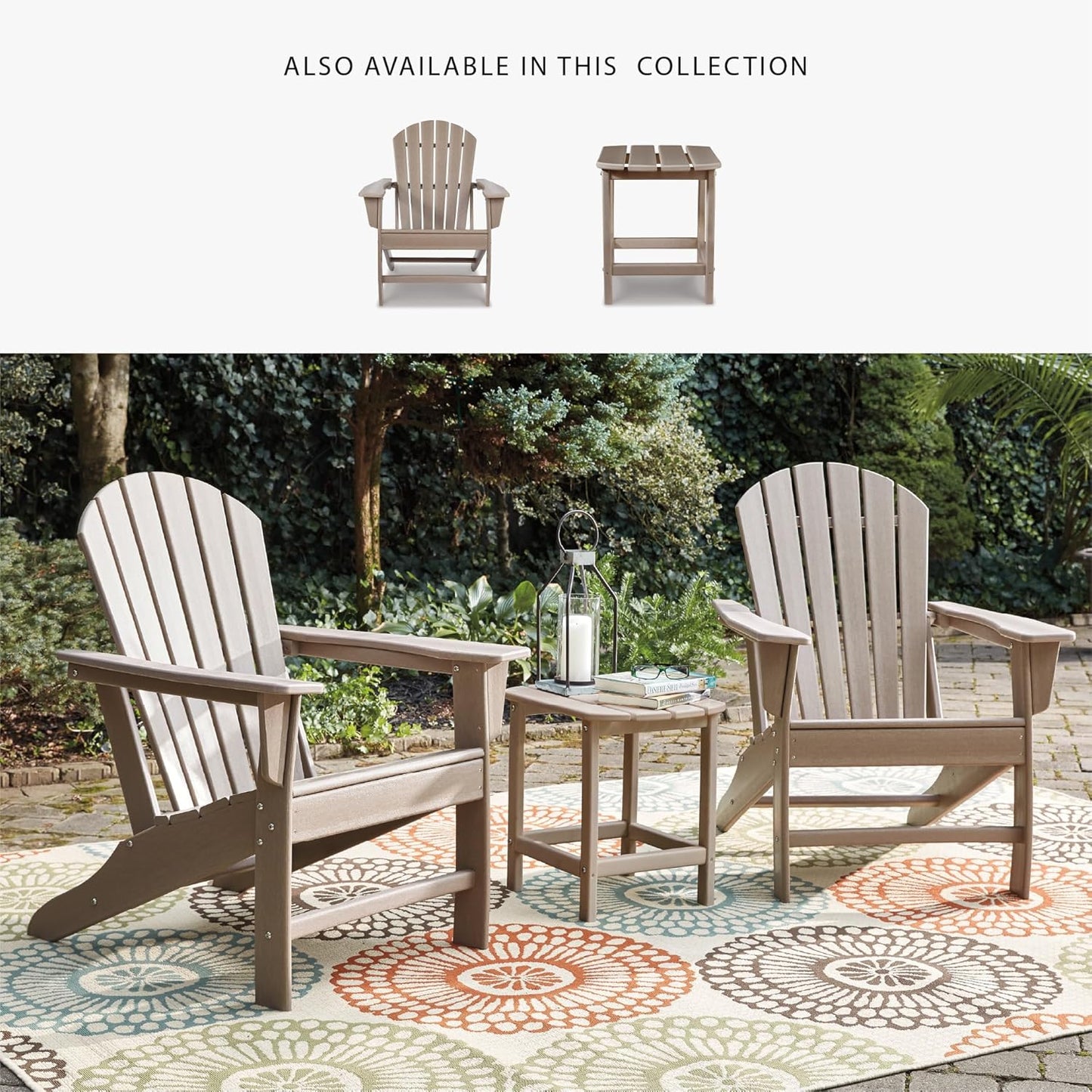 Signature Design by Ashley Sundown Treasure Outdoor Patio HDPE Adirondack Chair, Light Brown