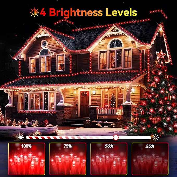 Hezbjiti 2 Pack 1000 LED 403 FT Christmas String Lights Outdoor, 8 Lighting Modes IP44 Waterproof Fairy Lights with Timer and Dimmable Function for Party Tree Decorations (Red, Clear Wire)