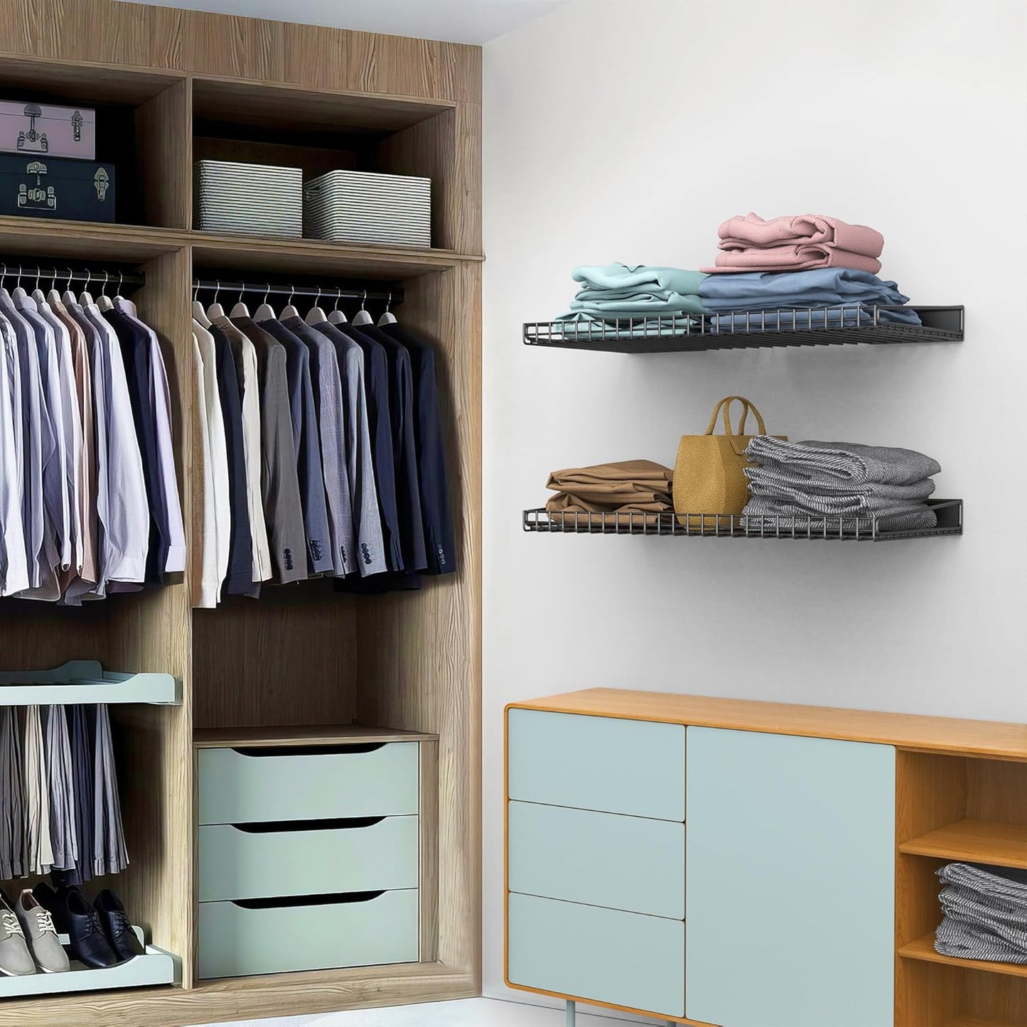 Ultrawall Wall Mounted Storage Shelf for Garage, 2 Pack Metal Shelf Rack, Heavy-Duty Wall Organizer Shelves Suitable for Shop, Shed, Garage 23.5inch x 12inch(Black)