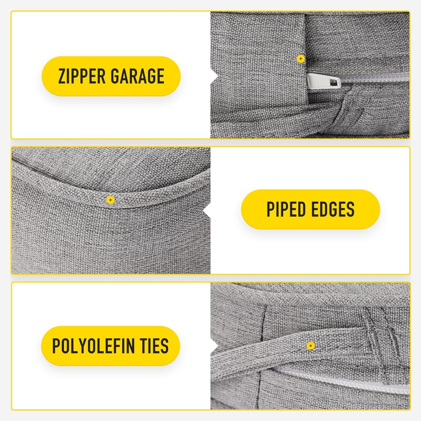 SUNROX Gel Memory Foam Chair Cushions, FadeShield Water-, Stain-Resistant Durable Reversible Seat Cushion Pads with Ties for Indoor/Outdoor Kitchen Dining Office, 17"x16", Set of 4, Heather Grey