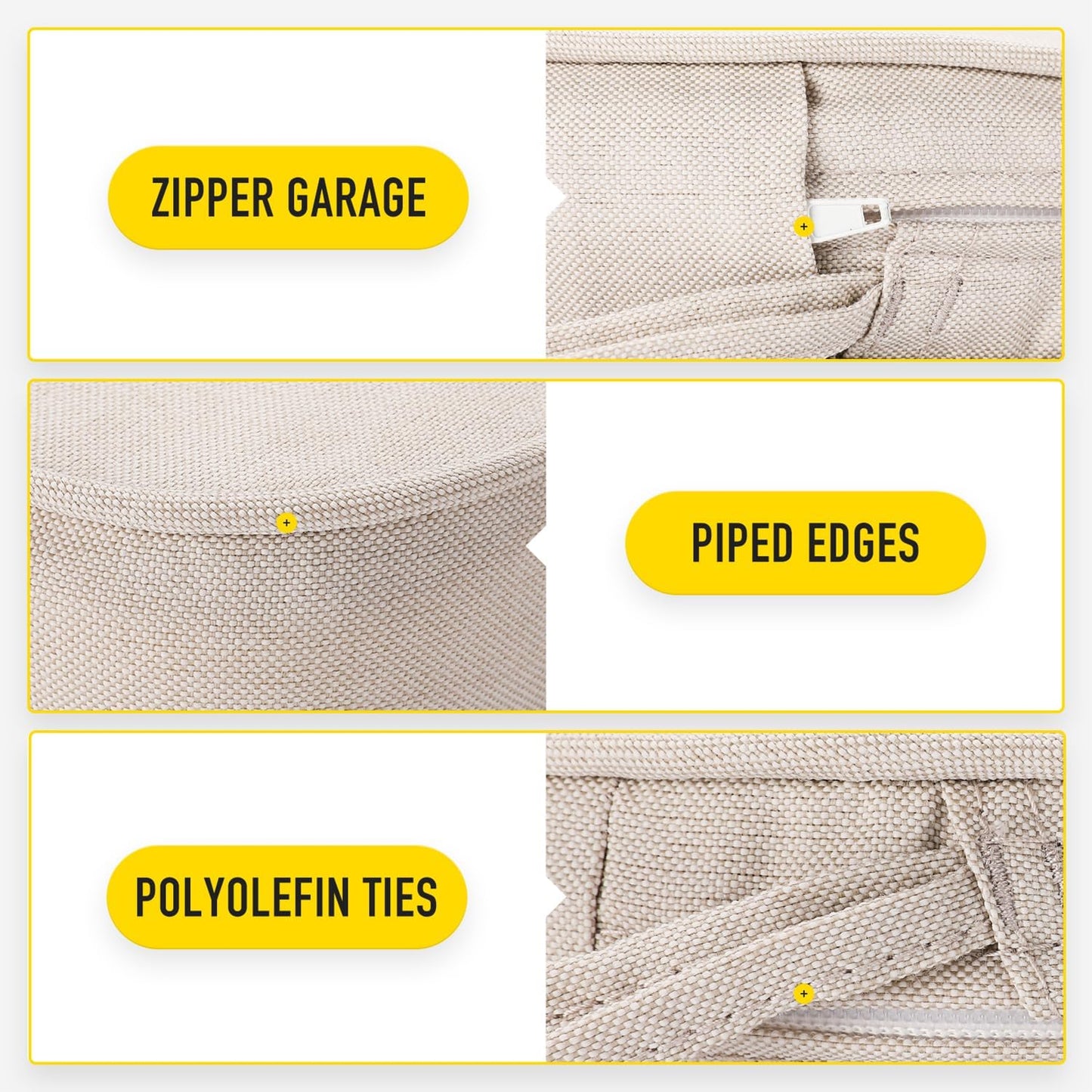 SUNROX Gel Memory Foam Chair Cushions, FadeShield Water-, Stain-Resistant Durable Reversible Seat Cushion Pads with Ties for Indoor/Outdoor Kitchen Dining Office, 17"x16", Set of 4, Cream