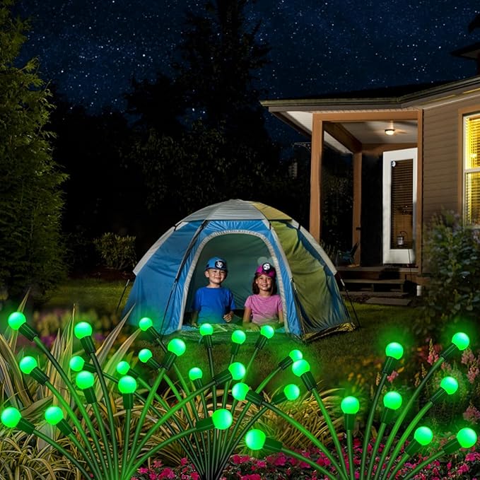 St Patricks Day Decorations Solar Garden Green Lights Outdoor, 2 Pack 20 LED Solar Firefly Lights, Waterproof Solar Wind Swaying Lights for St. Patrick's Day Irish Day Outside Yard Patio Decoration