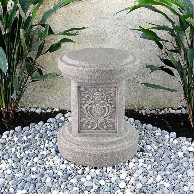 Classic Statuary Stand Garden Pedestal Sculpture Decor Plinth Base Riser, Outdoor or Indoor Resin Statuary Pedestal, 12.6"(H) x 9.5"(L) x 9.5"(W) (Round)