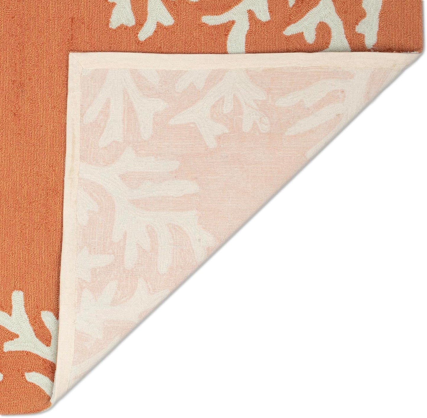 Liora Manne Capri Coastal Indoor/Outdoor Rug, 3'6" x 5'6', Coral Border Orange