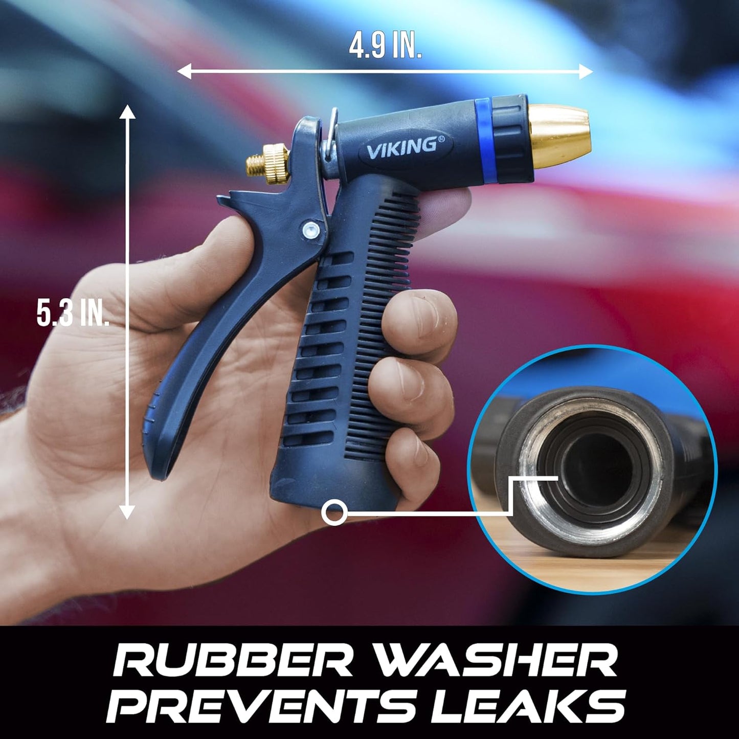 VIKING Hose Nozzle, Garden Hose Nozzle, Adjustable and Heavy Duty for Washing Car, Watering Plants, Washing Pets, and Home Use