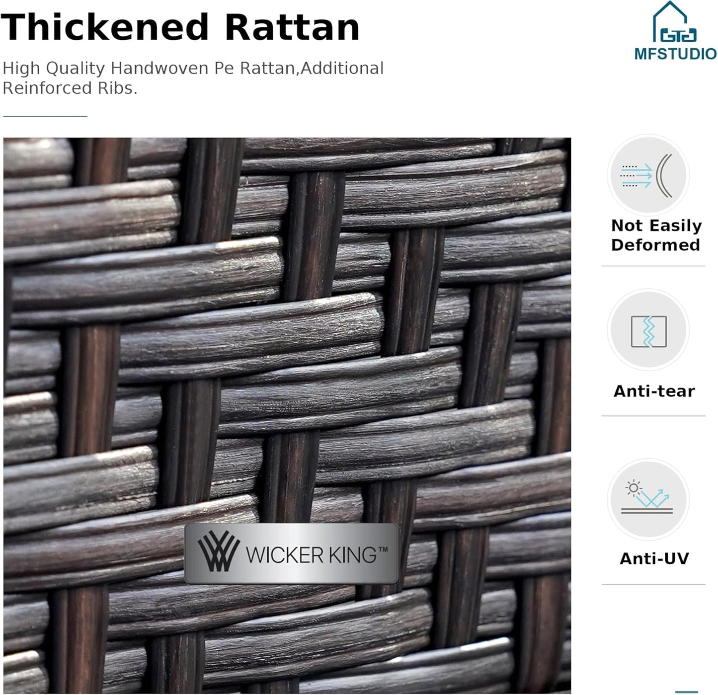 MFSTUDIO Patio Furniture Set, 10 Seats Half-Moon Curved Outdoor Sectional Sofa Conversation Set with 2 Wood-Like Round Table, Woven Rattan Patio Couch for Backyard, Garden, Deck