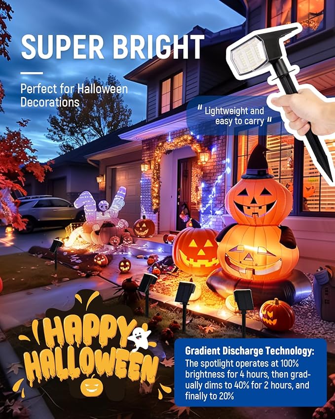 Solar spotlights Outdoor 63 LED 3 Lighting Modes, IP65 Waterproof Lighten Yard Garden House Garage Pathway for Christmas Decorations-10 Pack