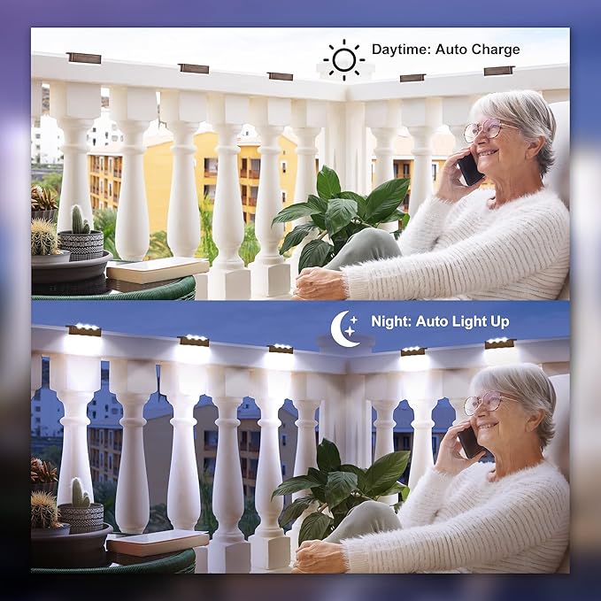 SOLPEX Solar Fence Lights, 6 LEDs Solar Lights Outdoor Waterproof Solar Powered for Deck, Stair, Front Porch, Balcony, Walkway, Garden, Yard, Patio, Pool Decor, IP65 Waterproof (16 Pack, Cold White)