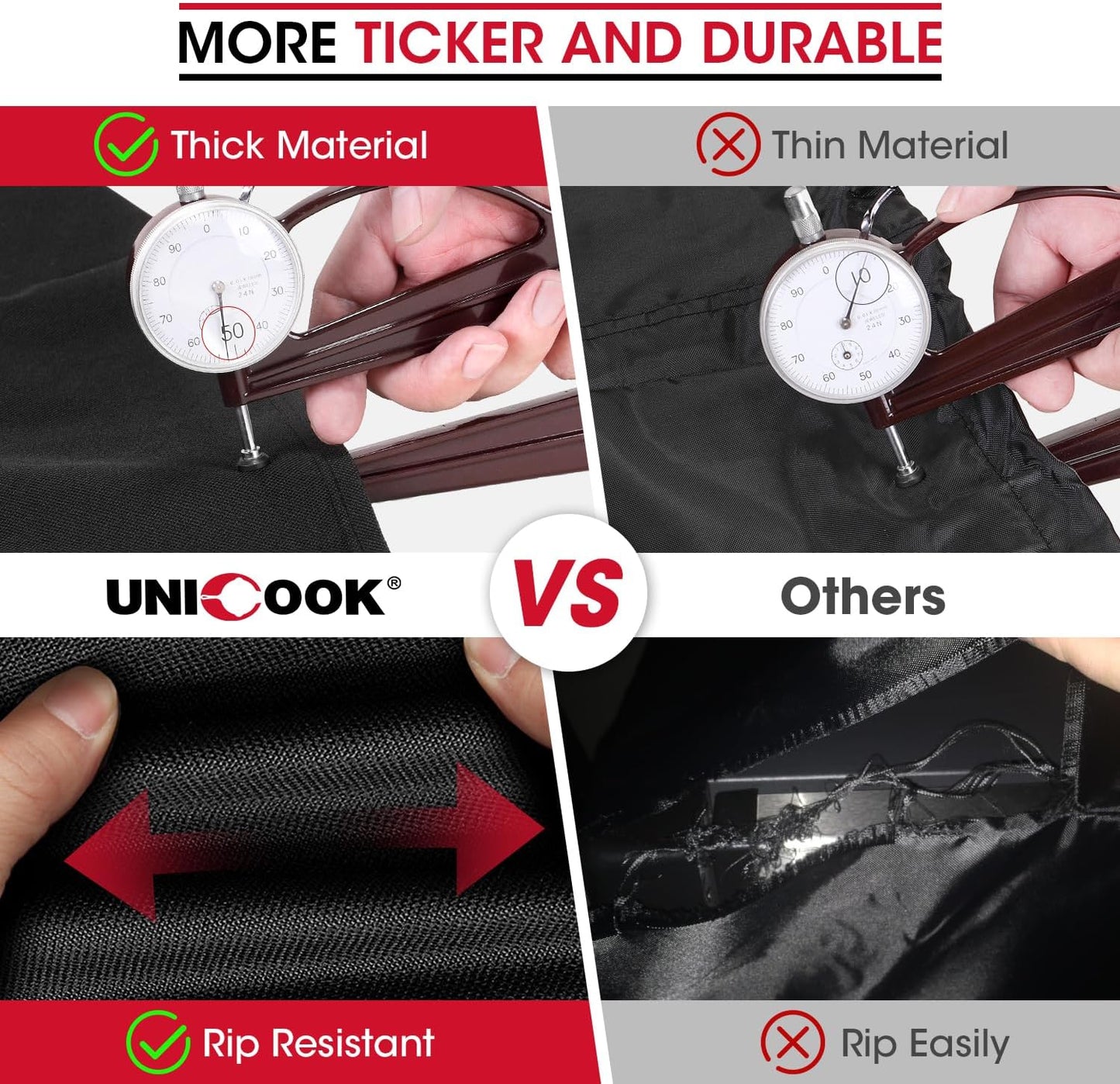 Unicook 63 Inch Grill Cover for Weber Genesis 300 Series and New 2022 Genesis 300, Outdoor BBQ Gas Grill Cover, Heavy Duty Waterproof Fade Resistant, Compared to Weber 7757