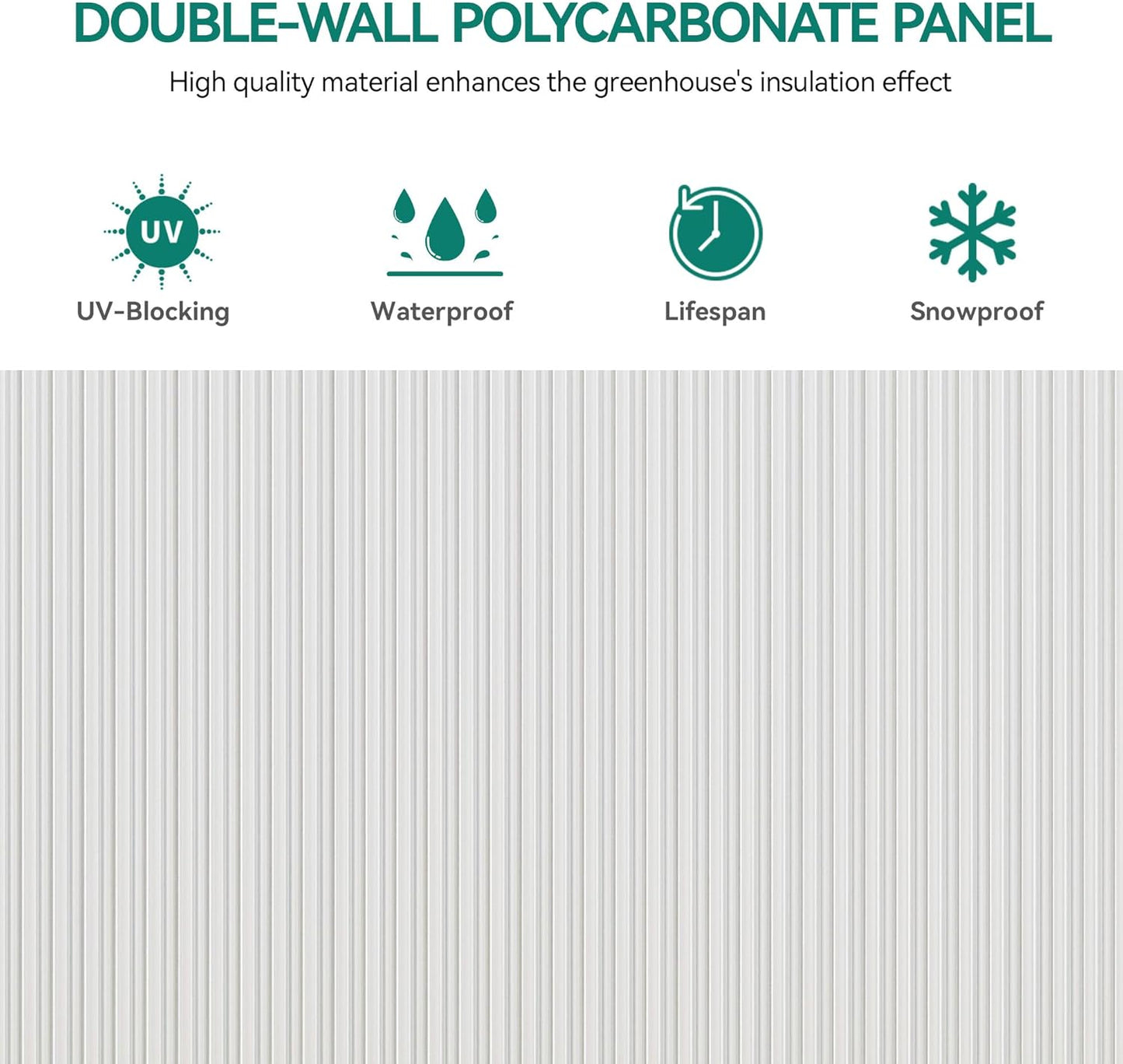 YITAHOME 6x6FT Polycarbonate Greenhouse Heavy Duty Green Houses Outdoor Greenhouses Aluminum Sliding Doors Vent Window Large Sun House for Garden Backyard, Silver