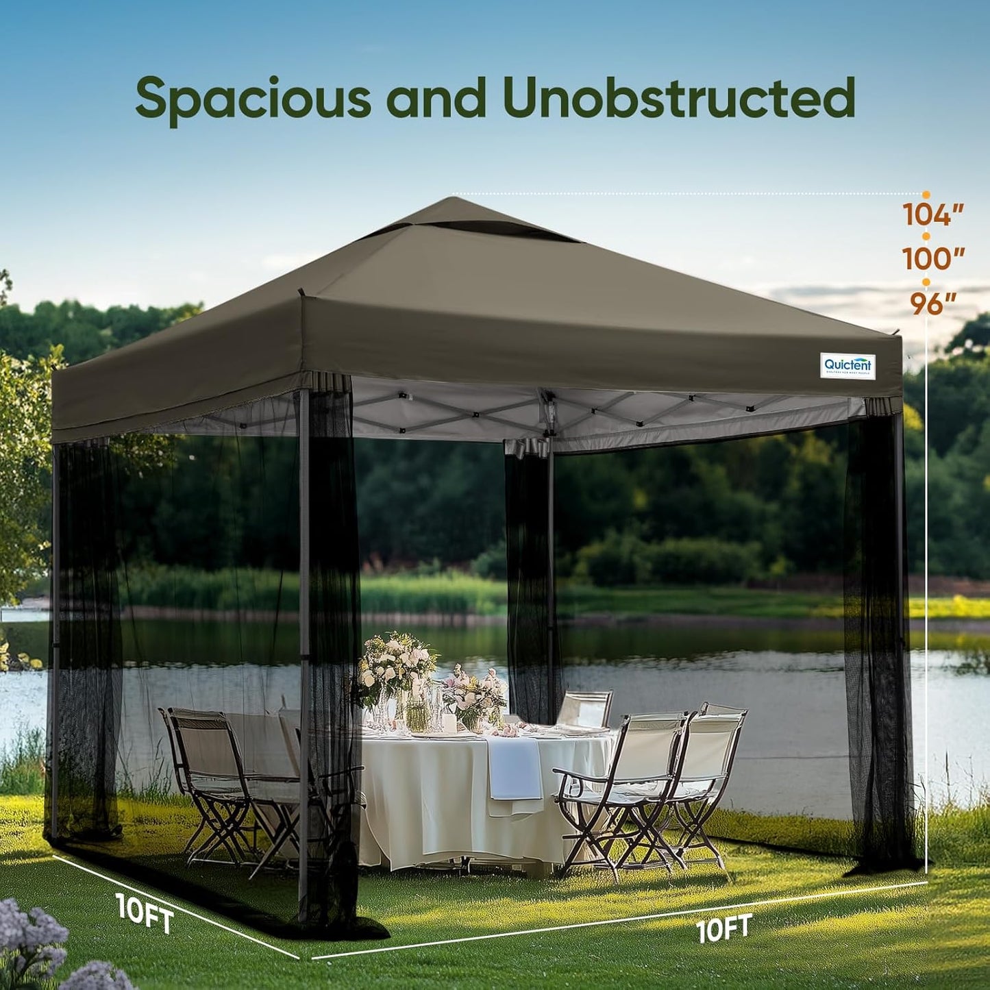Quictent 10x10 Pop Up Canopy Tent, Instant Setup Gazebo for 1 Person, Portable & Compact, Waterproof & UV Protection, Ideal for Camping, Beach, Parties, and Outdoor Events