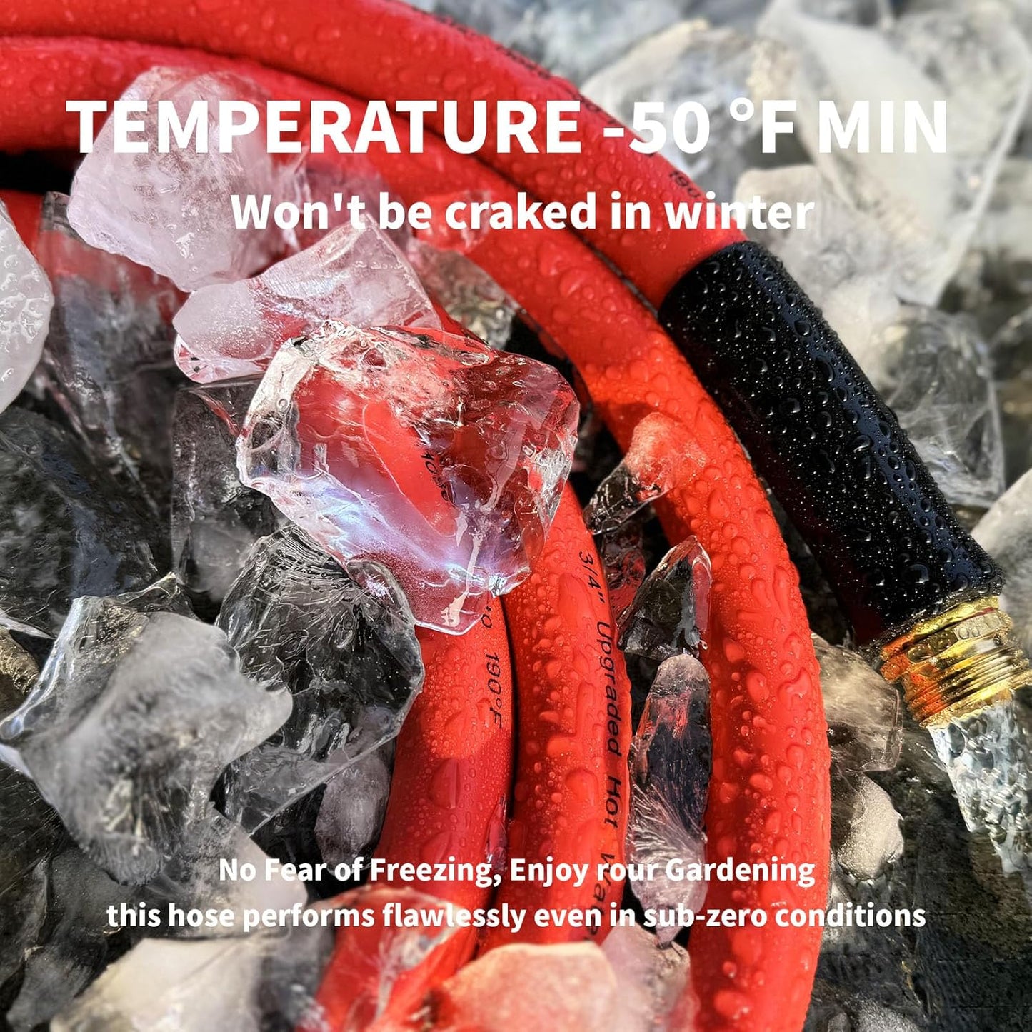 Garden Hose 200 ft x 5/8” Hot/Cold Heavy Duty Water Hose,-50°F to 190°F,Burst 600Psi Flexible Upgraded Rubber Hoses,3/4” Solid Fittings for All-weather Outdoor Lawn & Garden