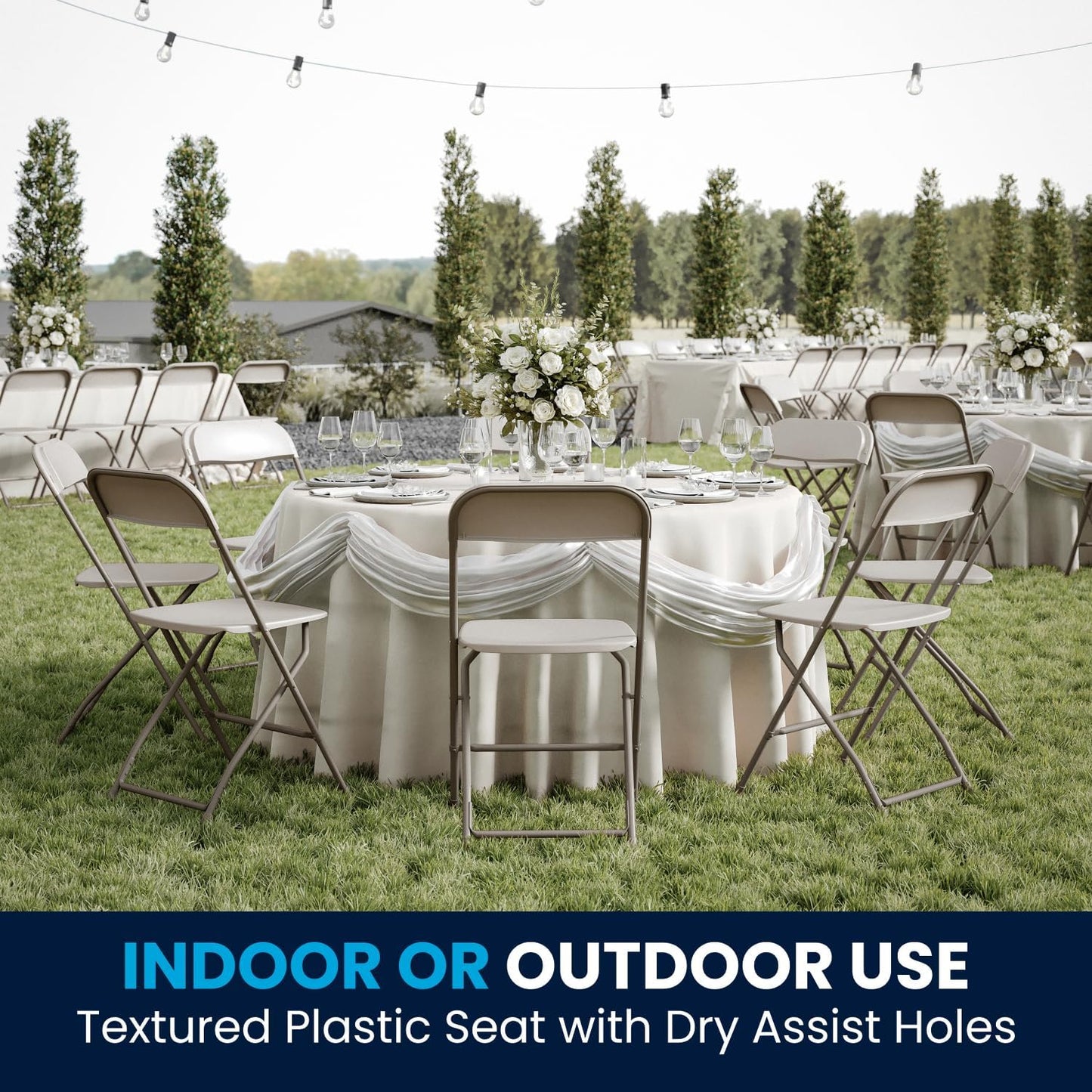 Flash Furniture Hercules Series Plastic Folding Chair - Beige - 6 Pack 650LB Weight Capacity Comfortable Event Chair-Lightweight Folding Chair