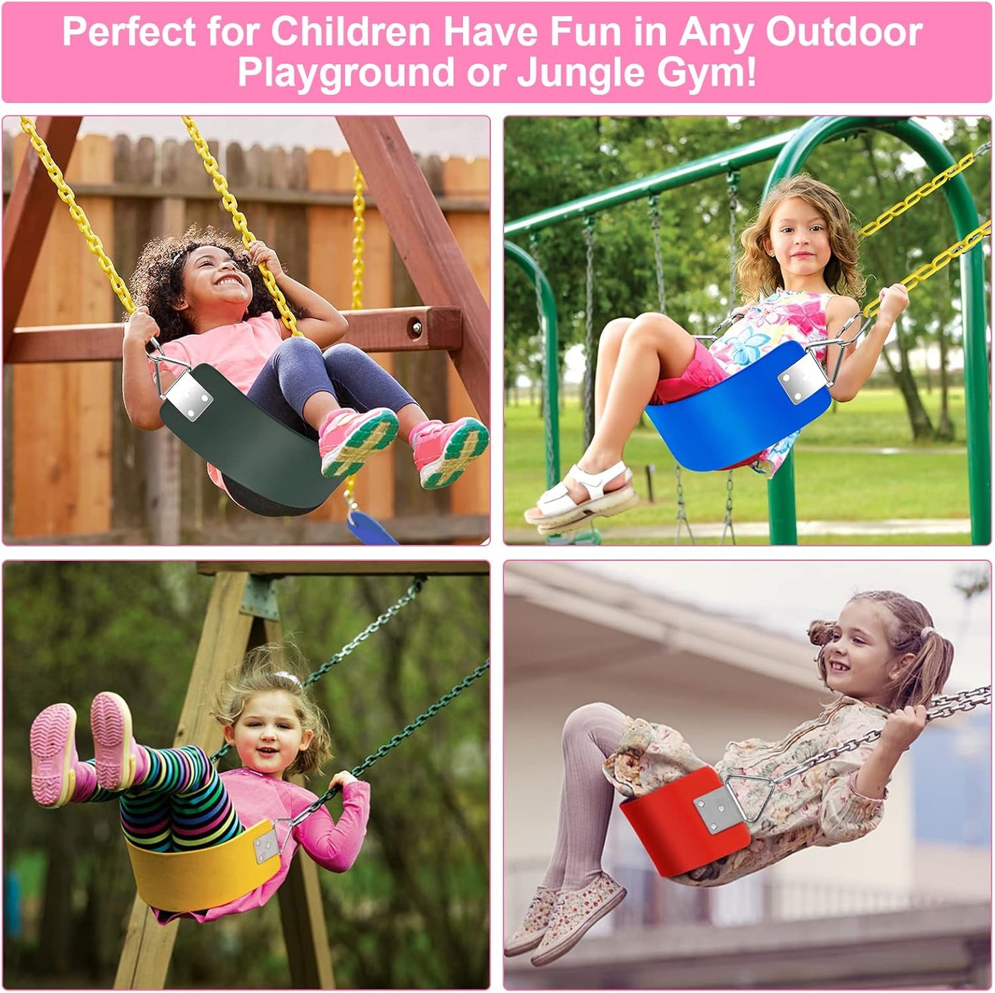 AGPTEK Swing Seat, 30.4 x 6 x 0.27 Inch Yard Swing for Boys and Girls & Adults with Metal Triangle Ring - Pink (113KG /250LB Weight Limit)