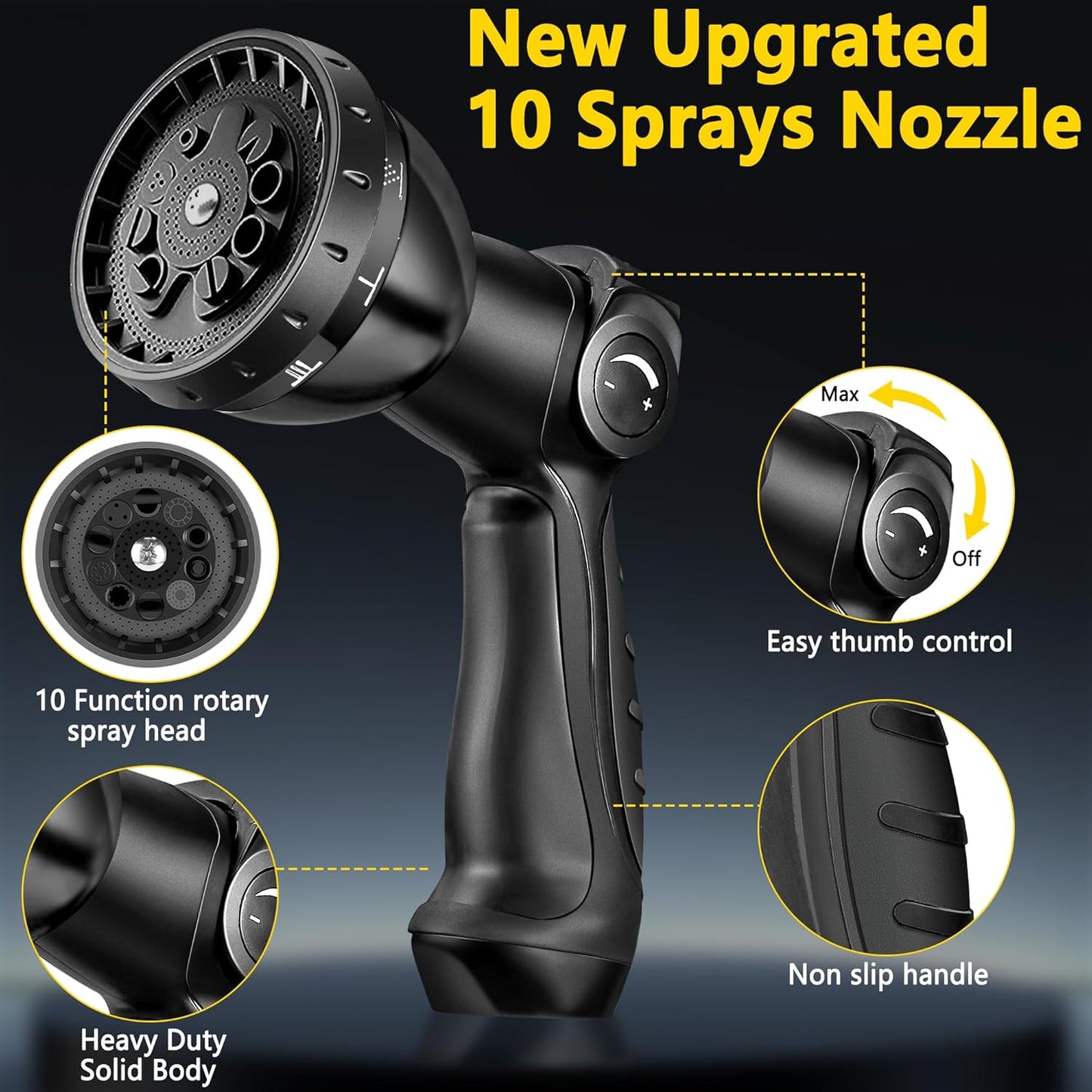 Metal Garden Hose 50 ft - Stainless Steel Garden Hose Leak-Proof with Layer Latex Core - 2025 Version/New Patented,Lightweight, Durable Hoses with Nozzles - Less-Kink Flexible Metal Water Hose