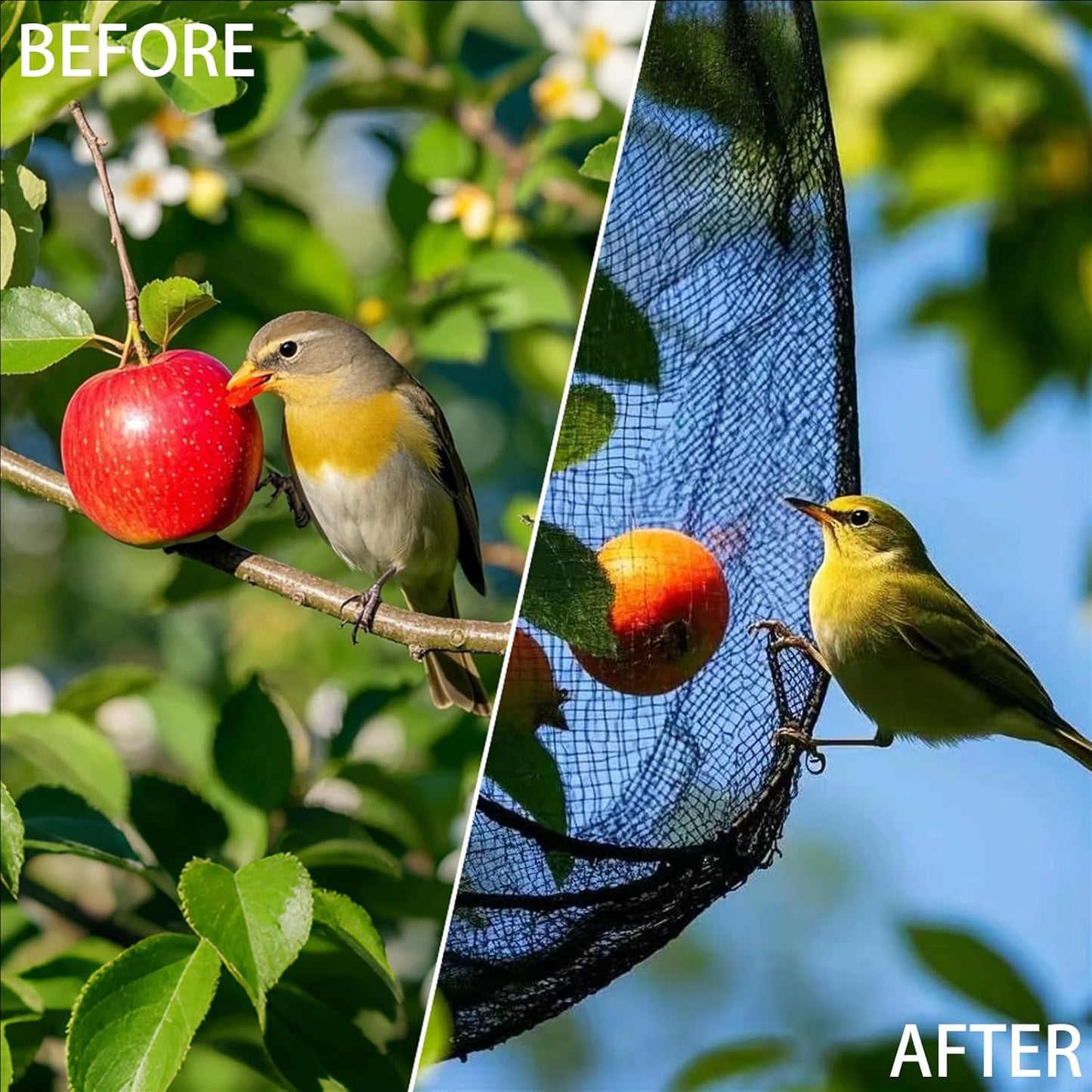 50 x 50 FT Bird Netting for Garden, 1" Square Mesh Size Heavy Duty Nylon Chicken Coop Netting for Blueberry Bushes, Fruit Trees and Vegetable Against Birds, Deer, Squirrels (50X50FT)