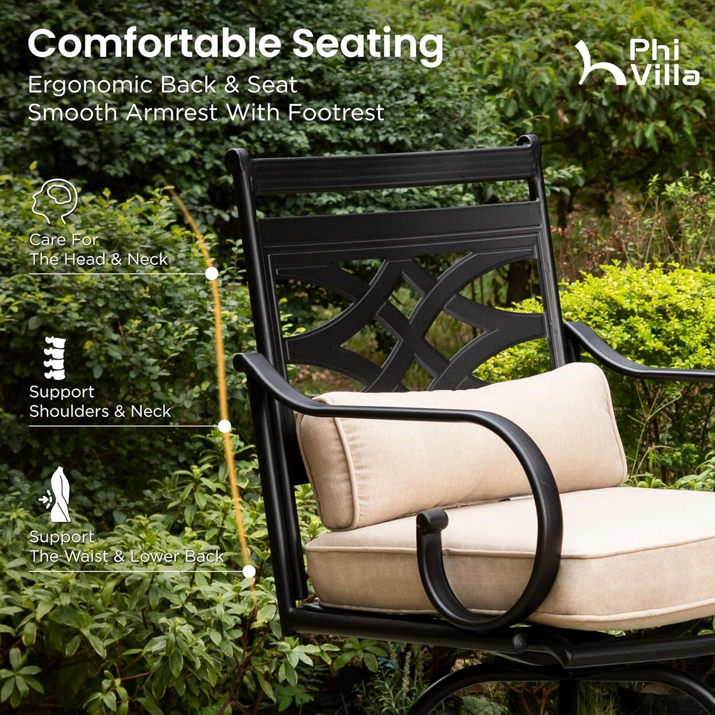 PHI VILLA 3 Pieces Patio Bar Set,Outdoor Bar Table and Chairs Set, Strong and Heavy Duty Outdoor Bar Set with Cushion and Pillow,2PCS Swivel Bar Stools with Square Bar Height Table