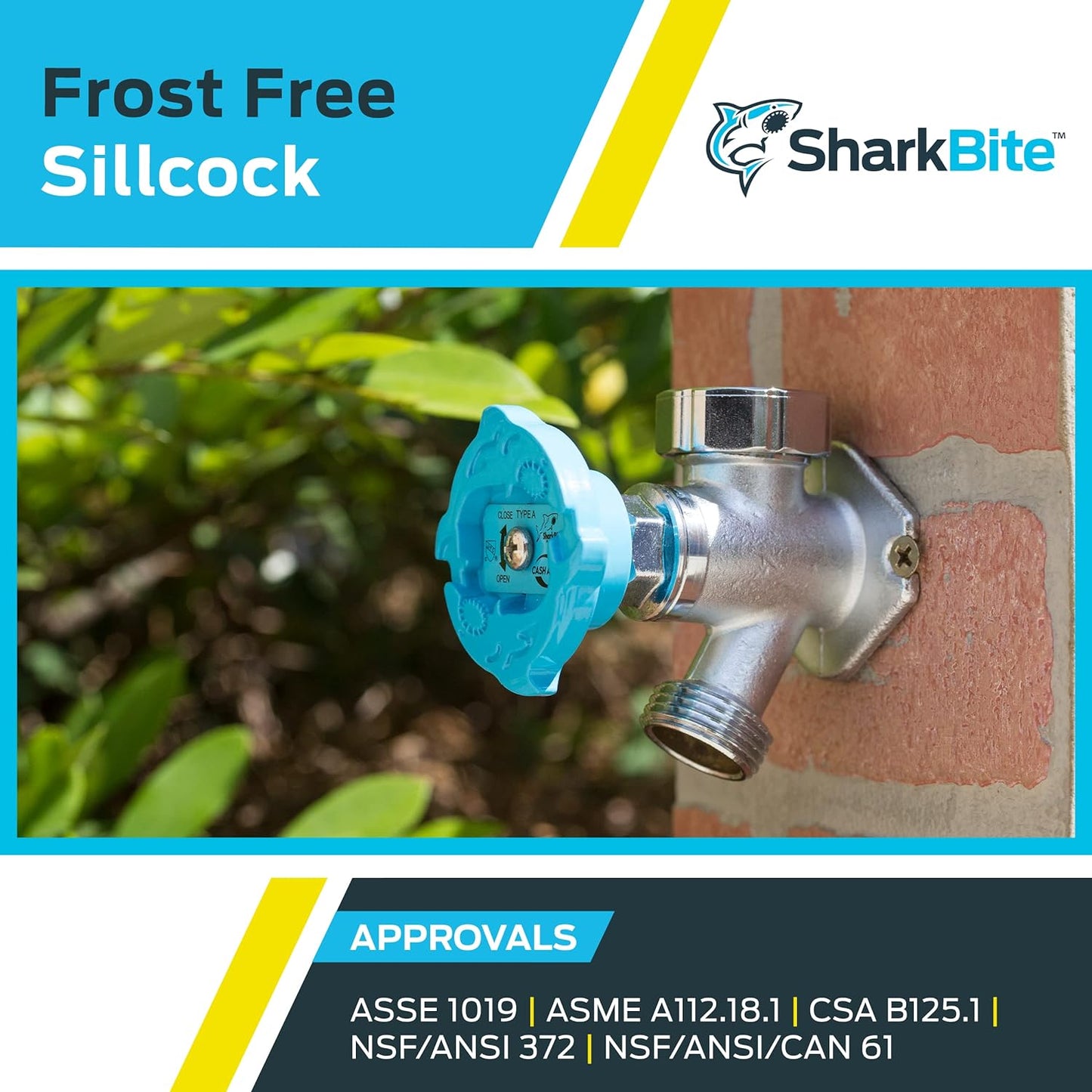 SharkBite 6 Inch Frost Free Sillcock, 1/2 x 3/4 Inch MHT, Push to Connect Brass Plumbing Fitting, PEX Pipe, Copper, CPVC, PE-RT, HDPE, 25744LF