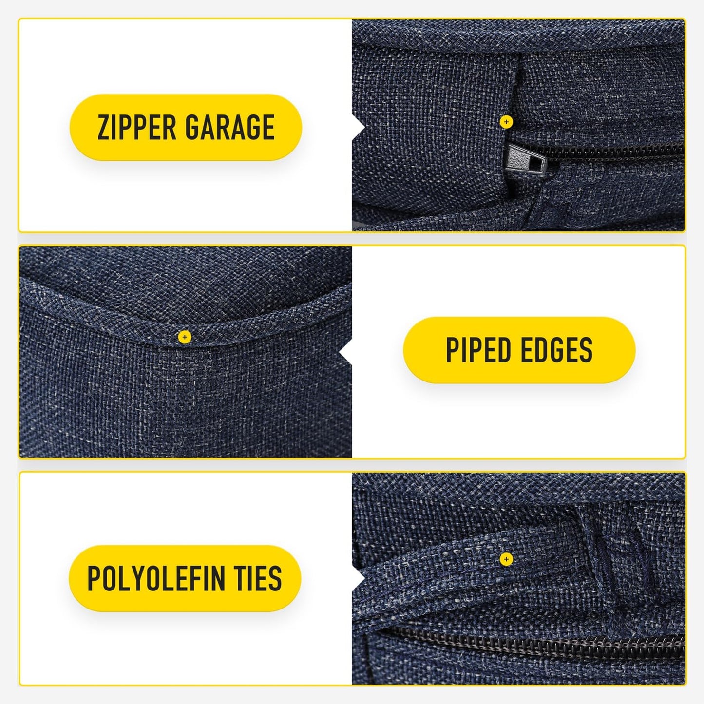 SUNROX Gel Memory Foam Chair Cushions, FadeShield Water-, Stain-Resistant Durable Reversible Seat Cushion Pads with Ties for Indoor/Outdoor Kitchen Dining Office, 17"x16", Set of 6, Heather Indigo