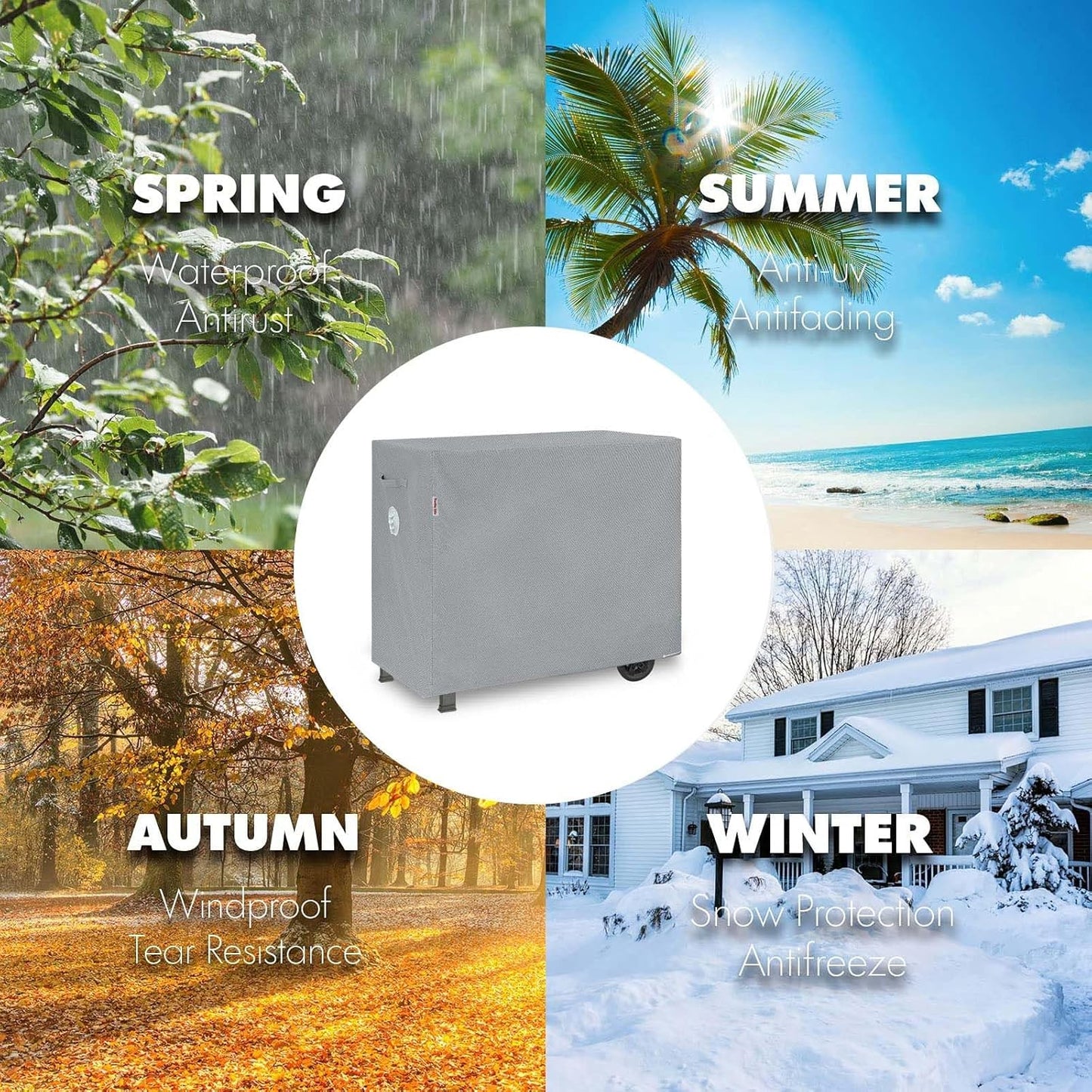 BBQ Grill Cover, 47 Inch Heavy Duty Waterproof Barbecue Gas Grill Covers for Flat Top Griddle, Anti-Fading Cover for Gas Grill, Gray