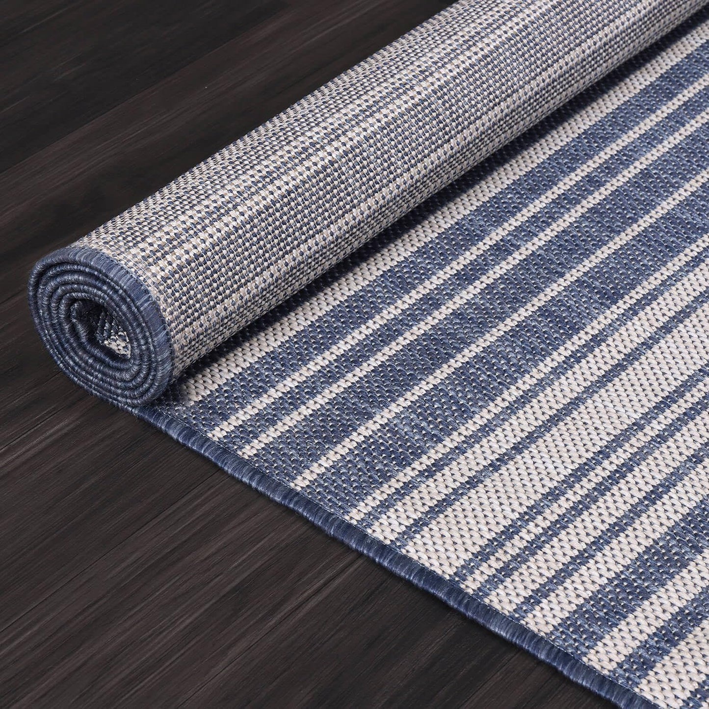 Stripe Outdoor Rug 6x9 Washable Outside Carpet for Indoor Patio Porch Waterproof Easy Cleaning Non Shedding Area Rugs Blue 6 x 9
