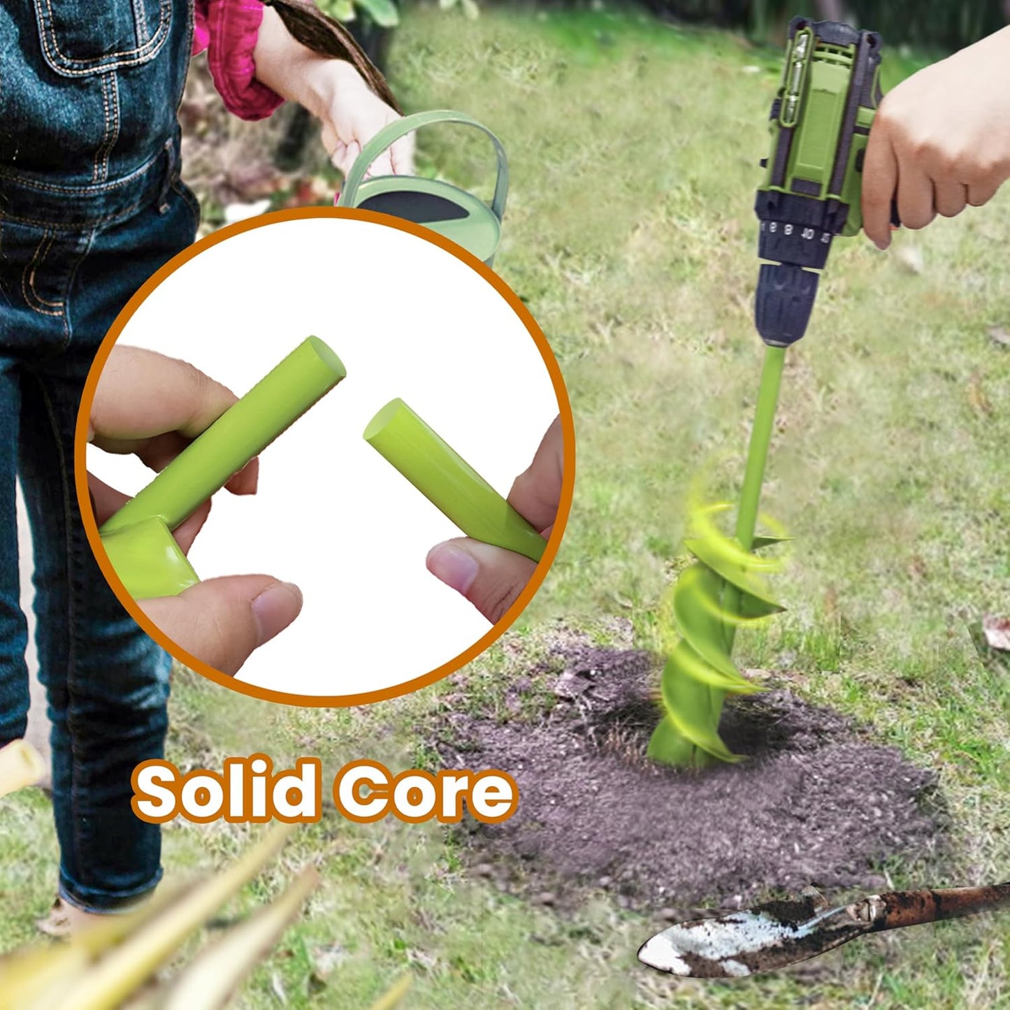 TCBWFY 3"x16.5" Garden Auger,Solid Shaft Dual-Spiral High Efficiency Auger Drill Bit for Planting - Perfect for Planting Bulbs, Flowers, and Small Trees
