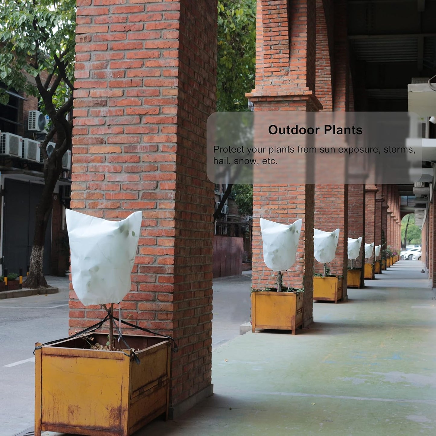 Gardzen 5-Pack Plant Covers Freeze Protection, Drawstring Tree Cover, Winter Freeze Plant Protection, Tree Jacket Frost Blanket for Outdoor Plants, 22.4" x 24"