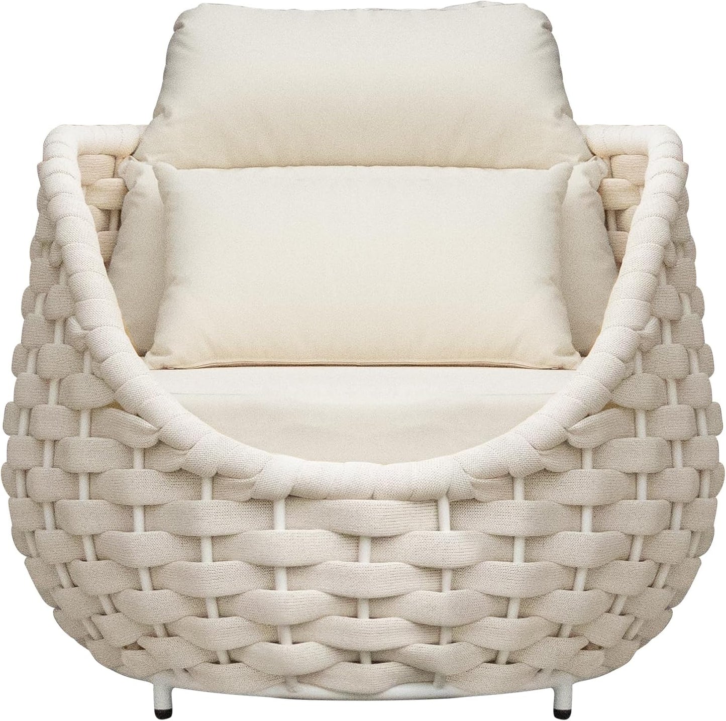 TWT 6 Pieces Patio Sofas, All-Weather Olefin Rope Balcony Furniture with Cushions & Pillows, Patio Couch Outdoor Patio Furniture Set for Indoor, Balcony, Backyard, Deck, Poolside, Cream