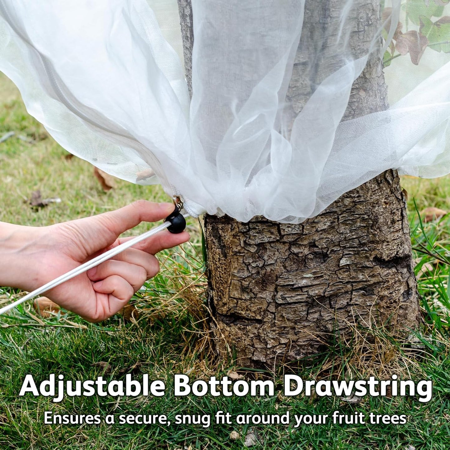 JOJOLEE Fruit Tree Netting for Garden Protection, 2Pcs 7.8 x 7.8FT Insect Bird Nettings with Zipper and Drawstring, Plant Cover Mesh Net Bags for Blueberry Bushes, Tomatoes, Flowers