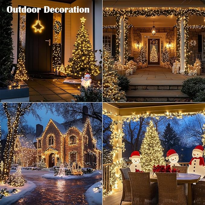 Fairy Lights Plug in,4Pack 100FT 300 LEDs Waterproof Led String Lights,Twinkle Light with 8 Modes Remote for Outdoor Indoor Christmas Wedding Birthday Garden Party Decorations,Warm White