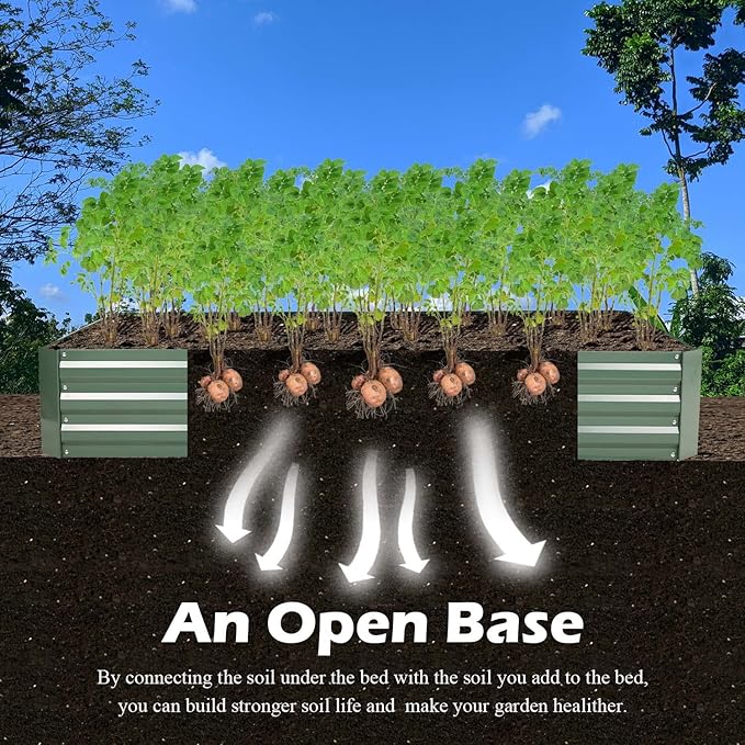 Aoodor 6 x 3 x 1 ft Raised Garden Bed with Mini Greenhouse Kit, Metal Planter Box with 2 Roll-Up Zipper Doors for Vegetables, Herbs, and Flowers