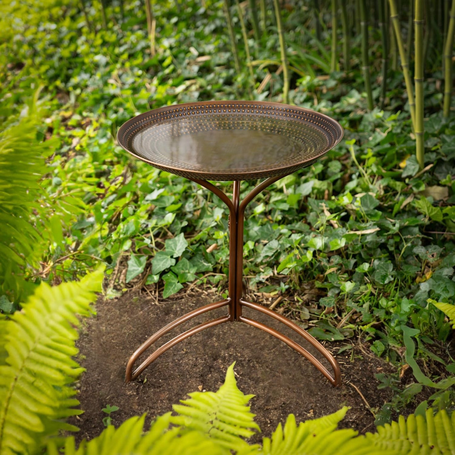 Good Directions 20" Diameter Tranquility Birdbath, Pure Copper Basin, Bronze Finish, Durable Aluminum Base, Bird Bath
