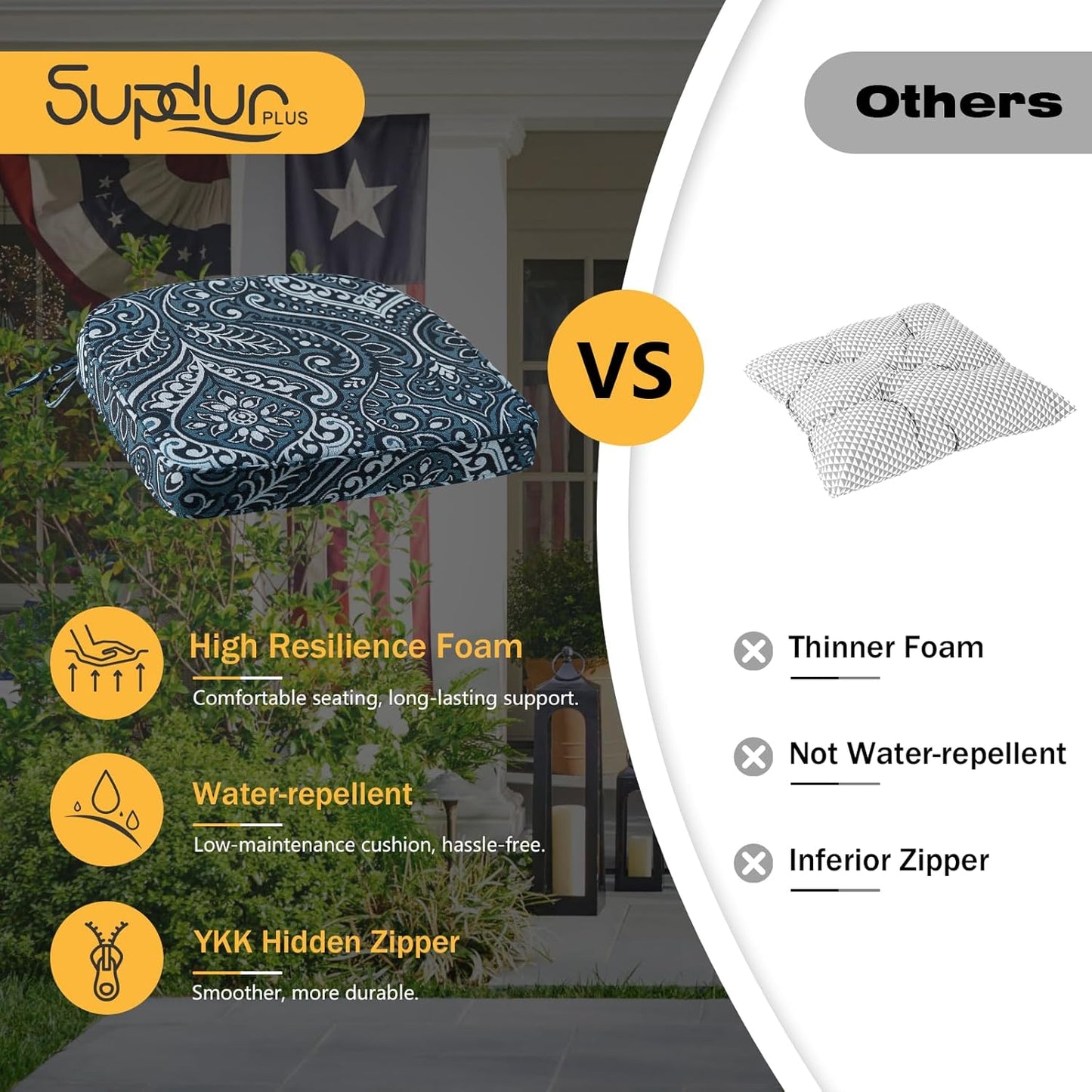 Outdoor Round Corner Seat Cushion, 17"x16"x2", Set of 4, Non Slip Seat Cushion Pads with Removable Cover for Patio Furniture, Garden Yard Lawn, Warm Taupe