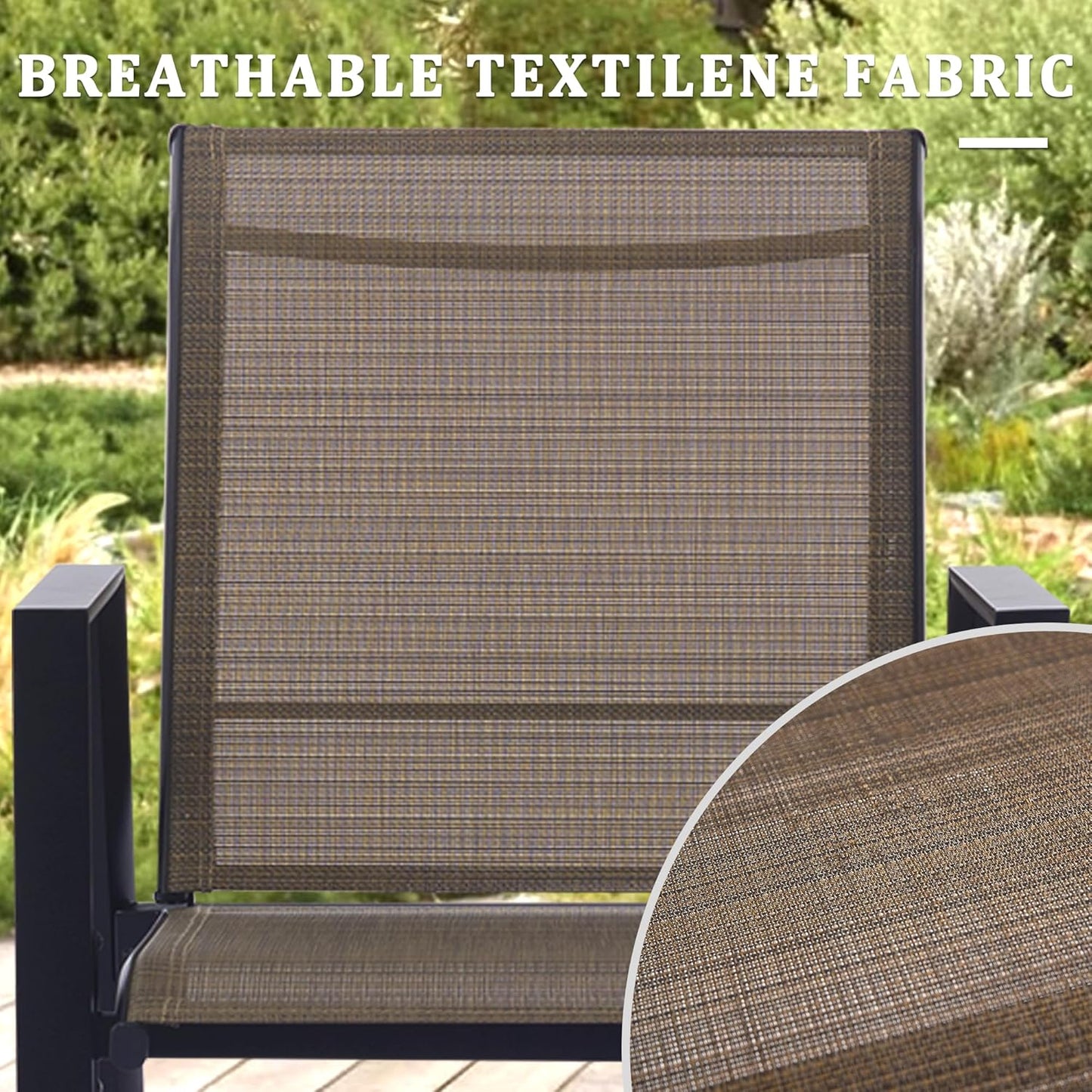 Outdoor Patio Chairs Set of 2, Mocha Stackable Outdoor Chairs, Lightweight Patio Set with High Back, Metal Dining Chair for Lawn, Garden, Yard and Deck