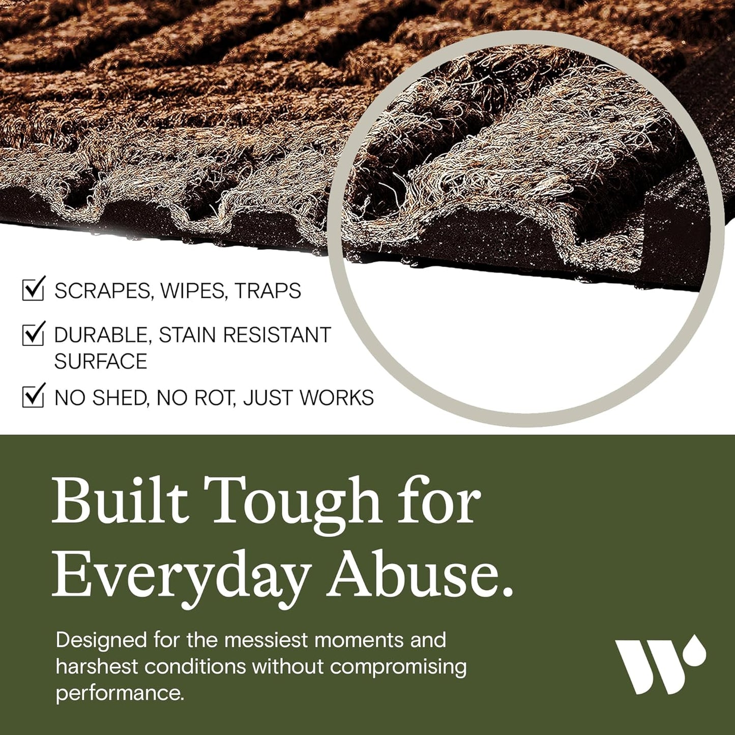 WaterHog Indoor/Outdoor Door Mat, 2' x 3', Made in USA, Durable & Skid-Resistant Front Door Rug, Decorative, Water-Trapping & Heavy-Duty Entryway Mat for Your Home, Boxwood Collection, Dark Brown