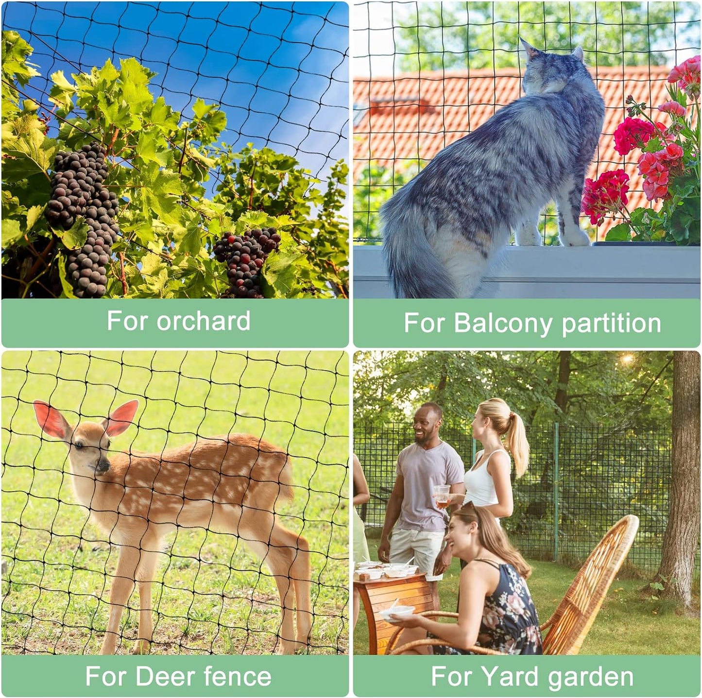 Bird Netting 25'x100' with 3/4" Mesh Nylon Chicken Net Roof Hawk,Poultry Netting for Chicken Run, Aviary Nettings Deer Fence Trellis Net