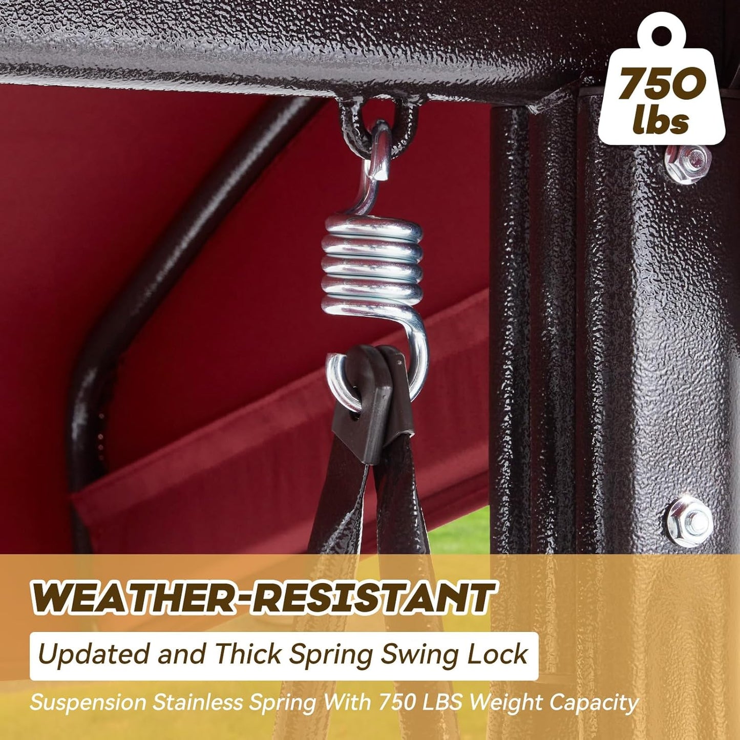 3 in 1 Outdoor Porch Swing with Adjustable Canopy, 3 Seat Outdoor Swing for Adults, Patio Swing Chair with Thickened Cushions,Pillows & Cup Holders for Backyard, Porch, Garden (Wine Red)