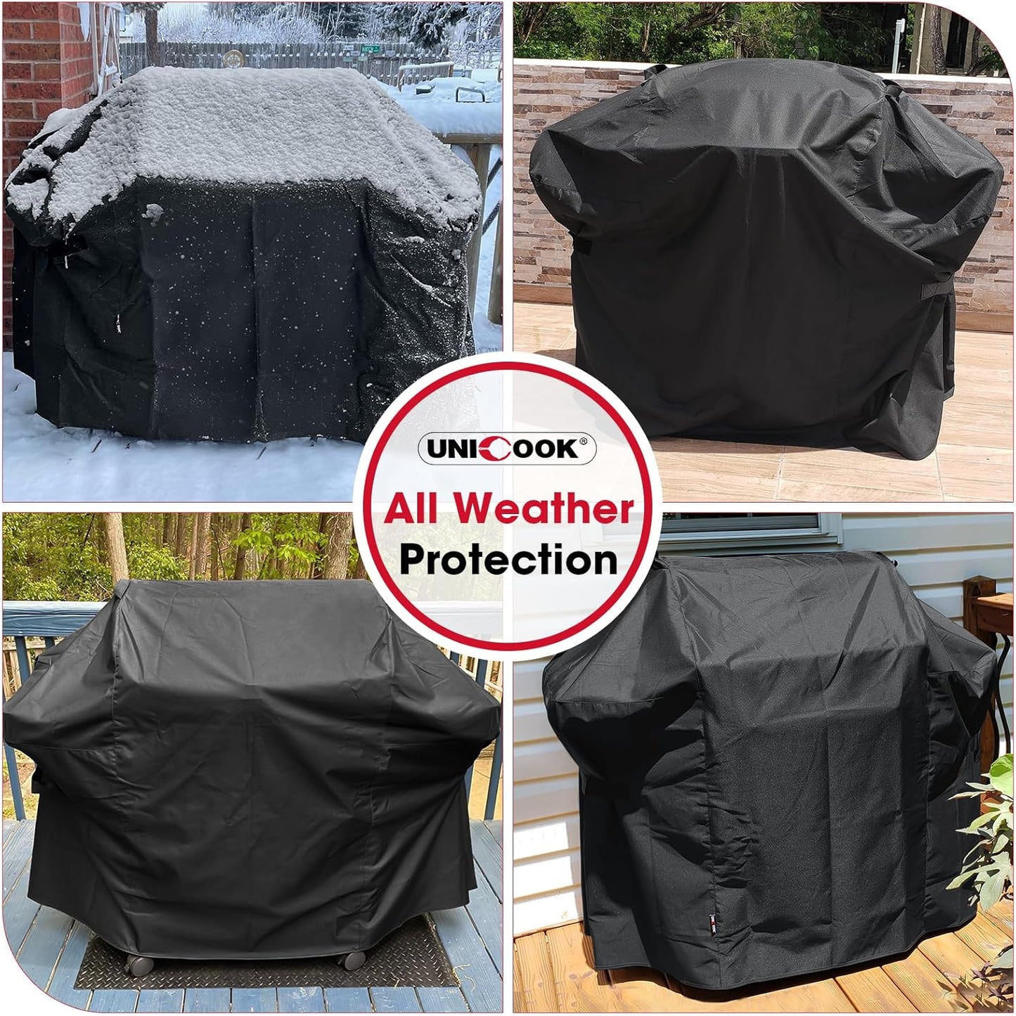 Unicook 52 Inch Grill Cover for Weber Spirit 200 and 300 Series, Gas BBQ Cover for Outdoor Grill, Heavy Duty Waterproof Fade Resistant, Compared to Weber 7106