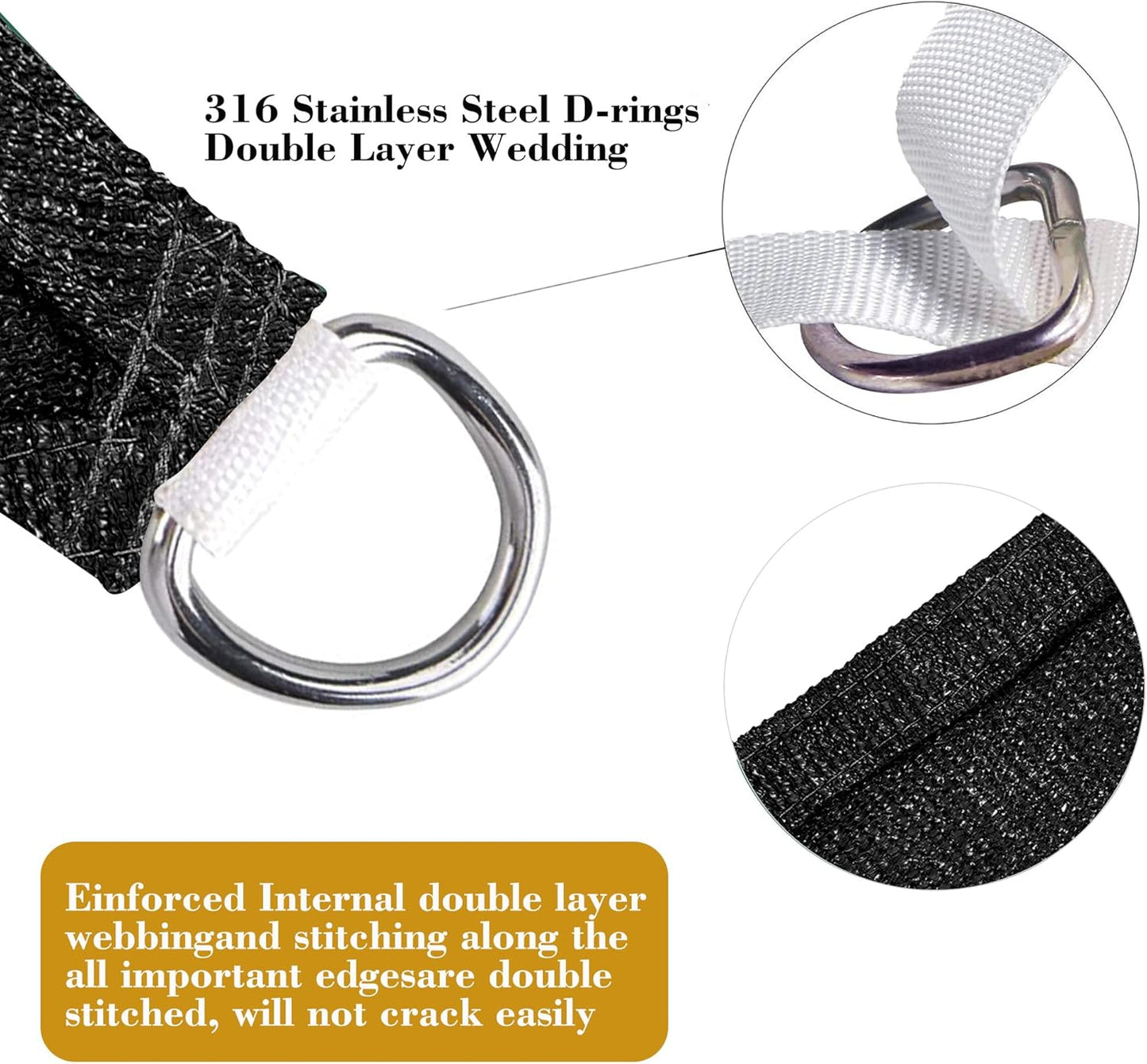 10' x 12' Black Rectangle Sun Shade Sail SSP1212 Canopy Durable Fabric UV Block Awning We Make Custom Orders