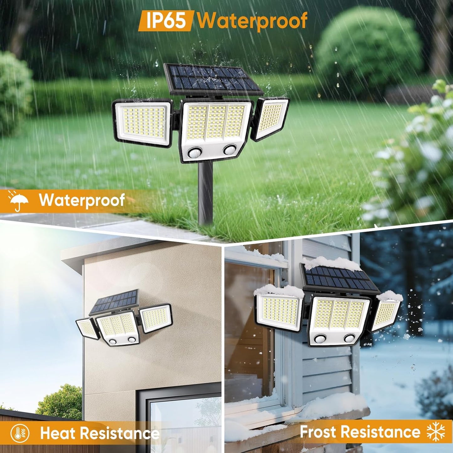 Solar Outdoor Lights with Stakes - Ground /Wall 2-in-1 Dual Use Solar Motion Sensor Waterproof Light, 3000LM 3 Modes 270°Illumination IP65 LED Security Lights Outdoor for Garden Yard Patio, 2 Pack