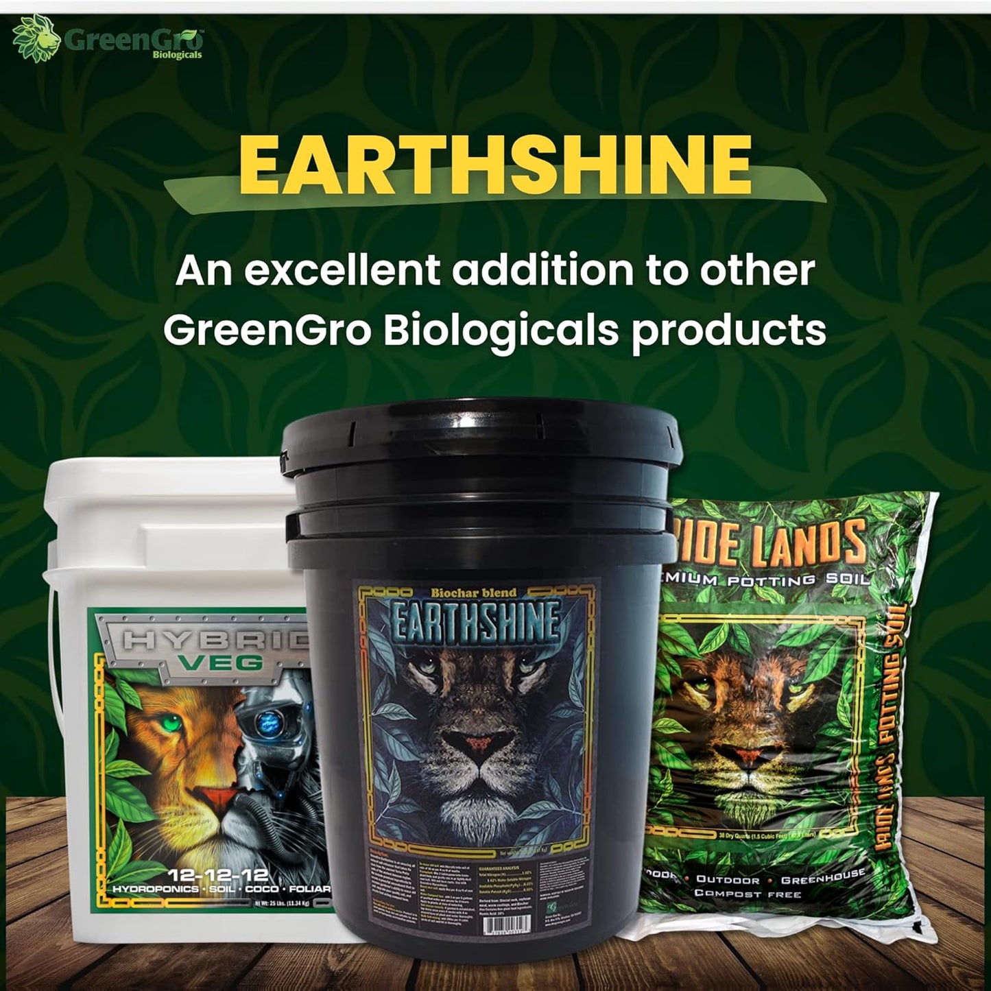 GreenGro Earthshine - Biochar & Humic Acid Blend/Activated Charcoal/Sequesters Carbon/Organic Soil Booster, Top Soil, Plant Food/Compost Tea Accelerator/Derived from Worm Castings / 5lb