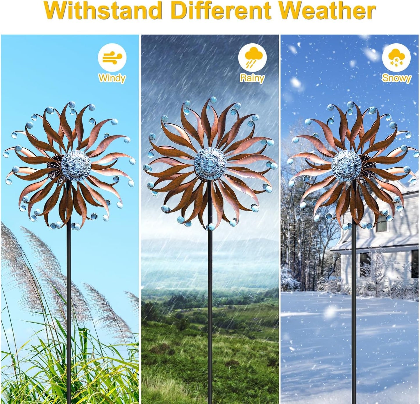 LimeHill Metal Wind Spinner for Garden and Yard - Kinetic Wind Spinners Outdoor Large (24 x 84 inches)