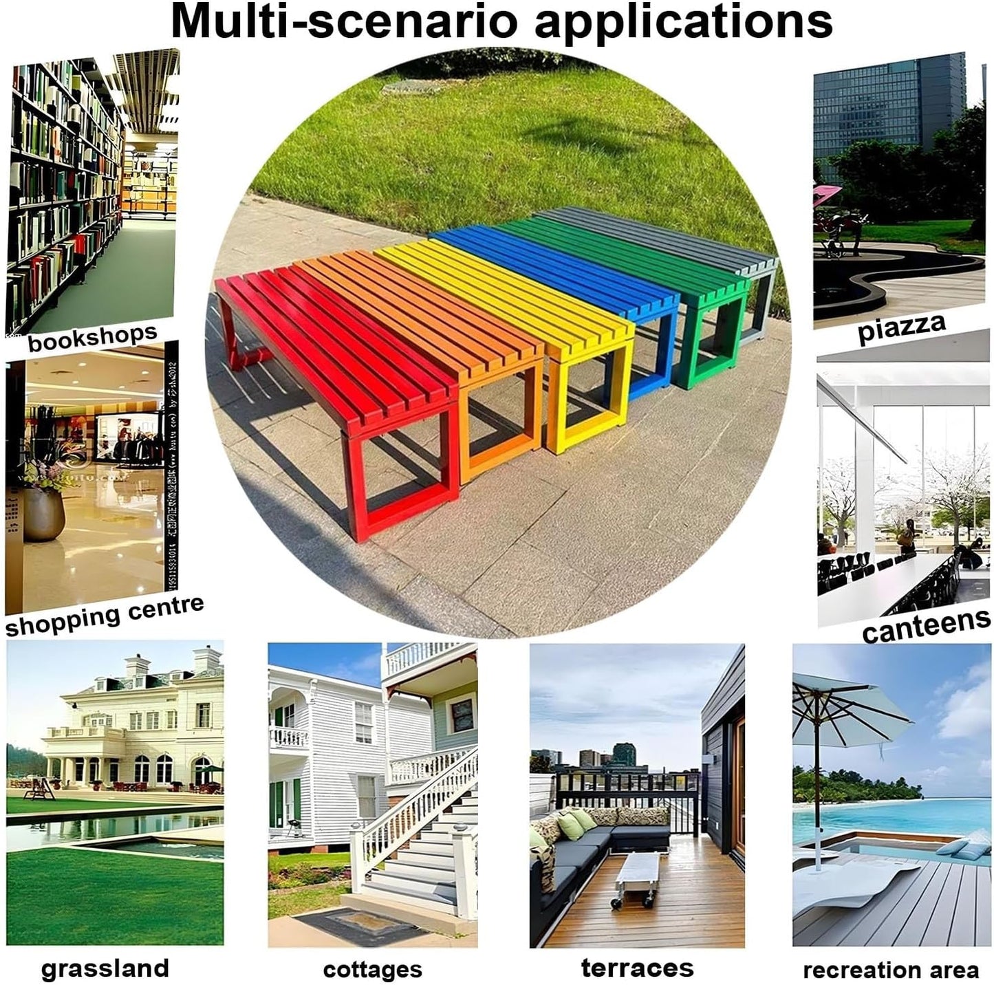 Weatherproof Metal Dining Bench, Outdoor Bench Backless Patio Bench 2-Person Farmhouse Bench Garden Bench for Kitchen, Living Room, Entryway(Blue,59in)