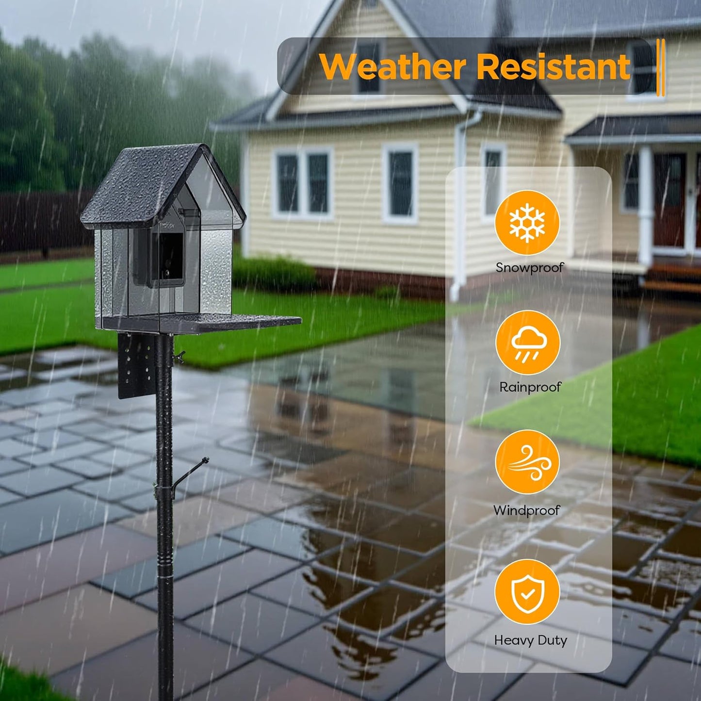 Bird House Pole Kit, Heavy-Duty Adjustable Pole for Outdoors with 5 Prongs Base,Metal Universal Support Pole for Bird Feeders,Solar Pannel,Black