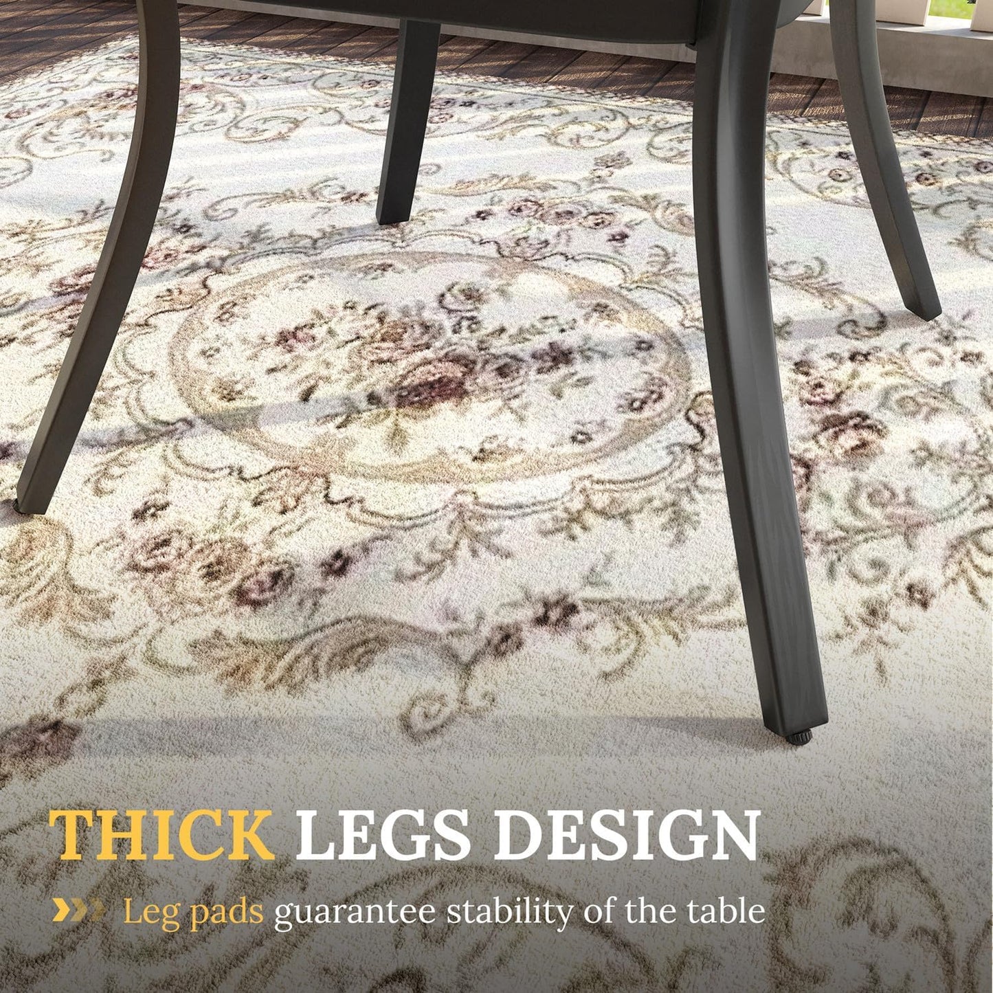 VICLLAX 47.2" Outdoor Round Patio Table for Lawn Garden, All Weather Metal Round Patio Dining Table with Adjustable Umbrella Hole, 6 Person Patio Table, Black Tabletop