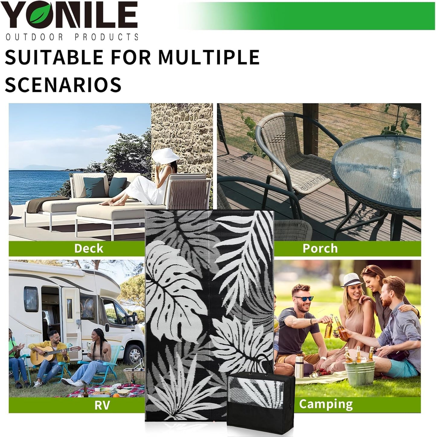 Outdoor Rug 6x9 ft Waterproof, Reversible Outdoor Plastic Straw Rug for Patios Clearance, Outdoor Area Rug Carpet RV Mat for Camping Backyard Deck Porch