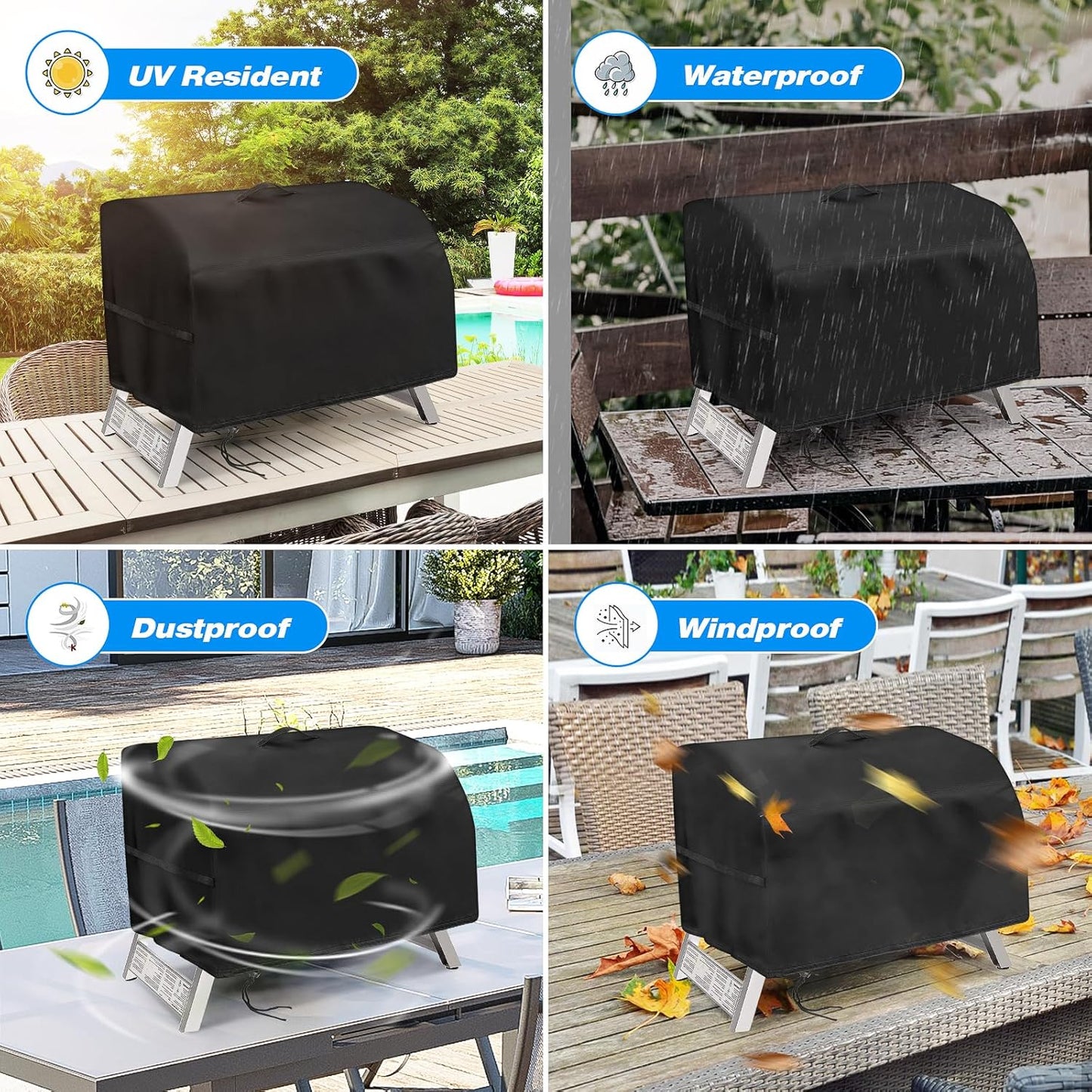 Portable Grill Cover,Fit for Cuisinart CGG-608,Waterproof Small Table Top BBQ Grill Cover,Heavy Duty 600D Outdoor Tabletop Grill Cover