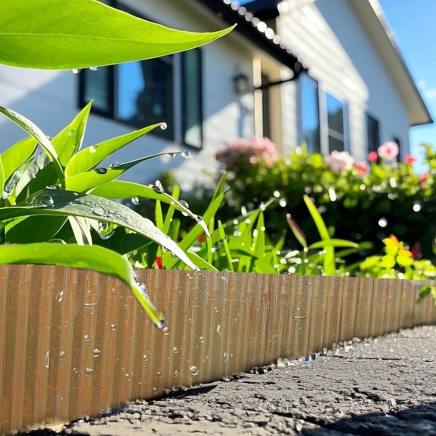 Worth Pre-Rusted Wide-Corrugated Garden Edging, 8" x20Ft Sturdy Steel Lawn Landscape Edging, Bendable Metal Long Strips of Border for Raised Flower Bed Tree Surrounds